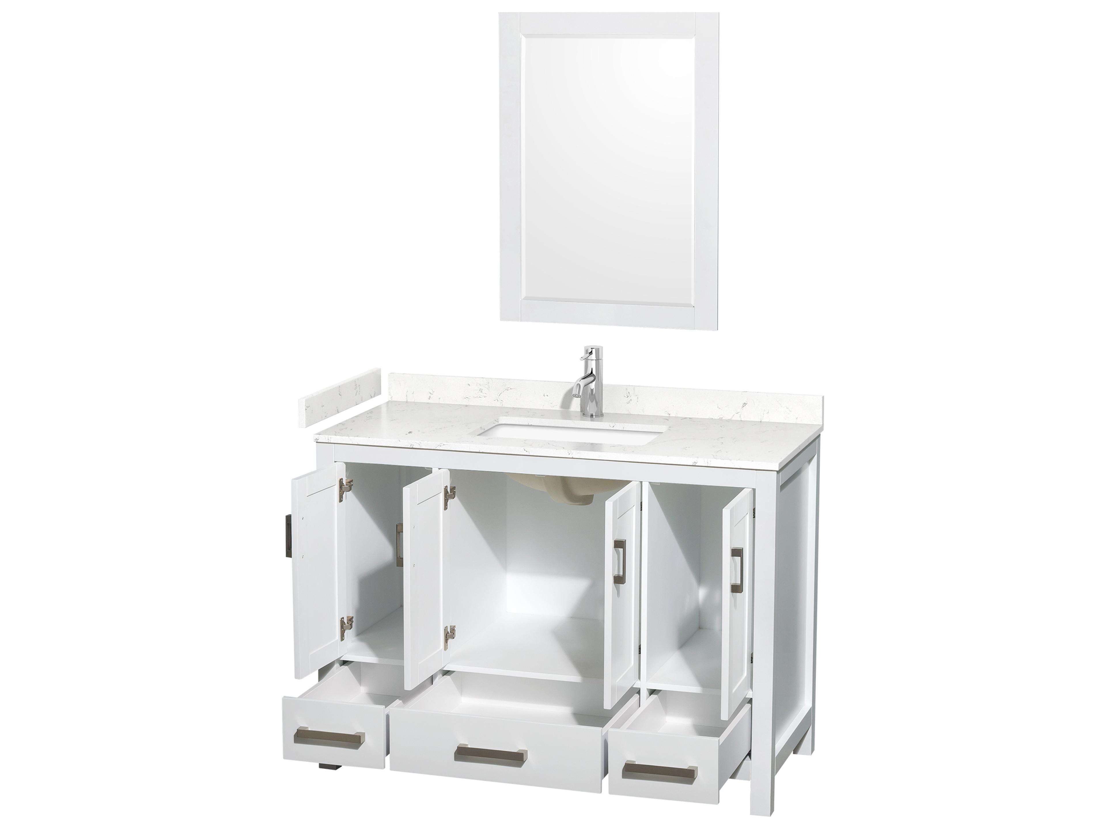 Wyndham Collection Sheffield 48" White Vanity with 24" Mirror