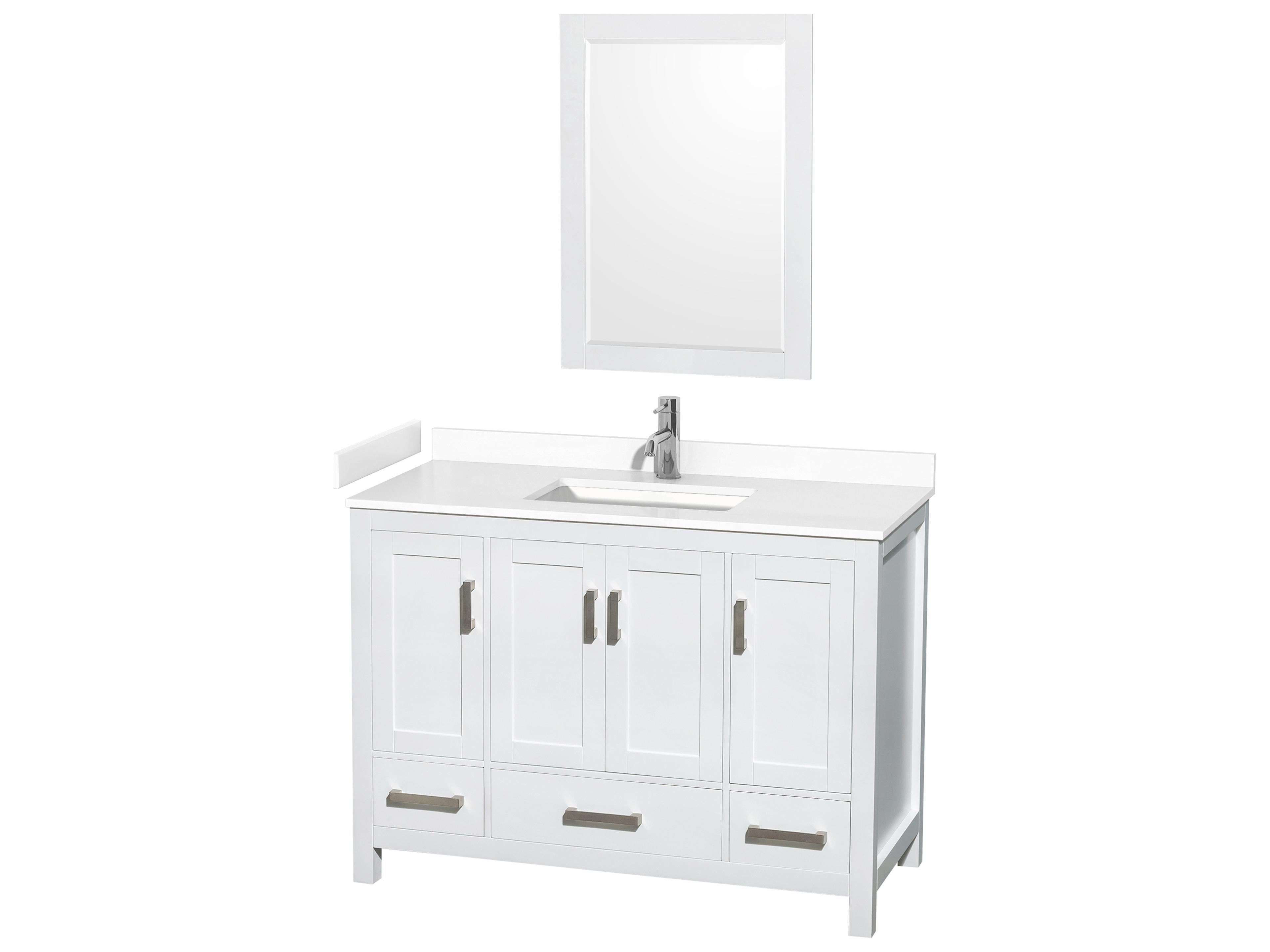 Wyndham Collection Sheffield 48" White Vanity with 24" Mirror