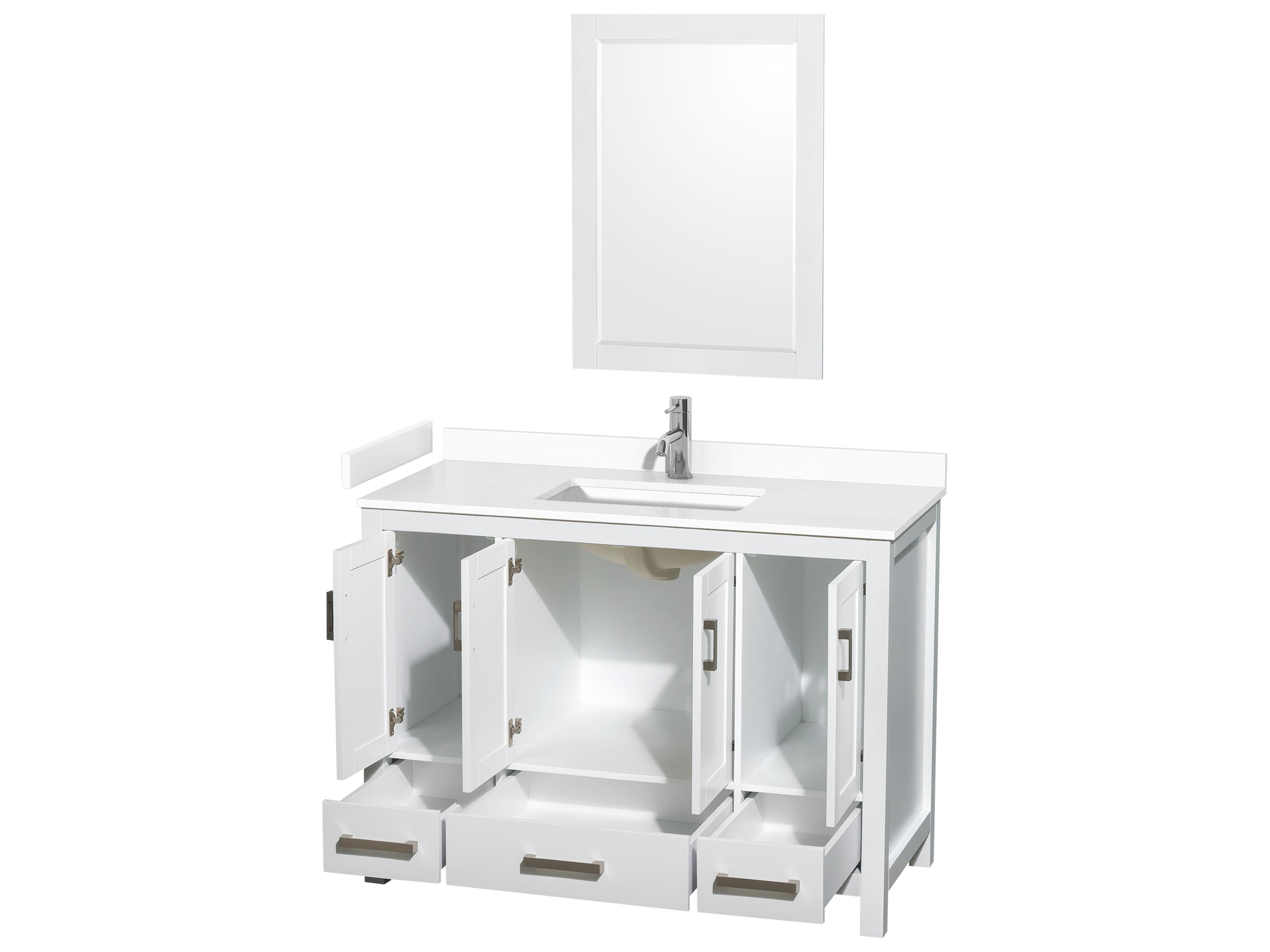 Wyndham Collection Sheffield 48" White Vanity with 24" Mirror