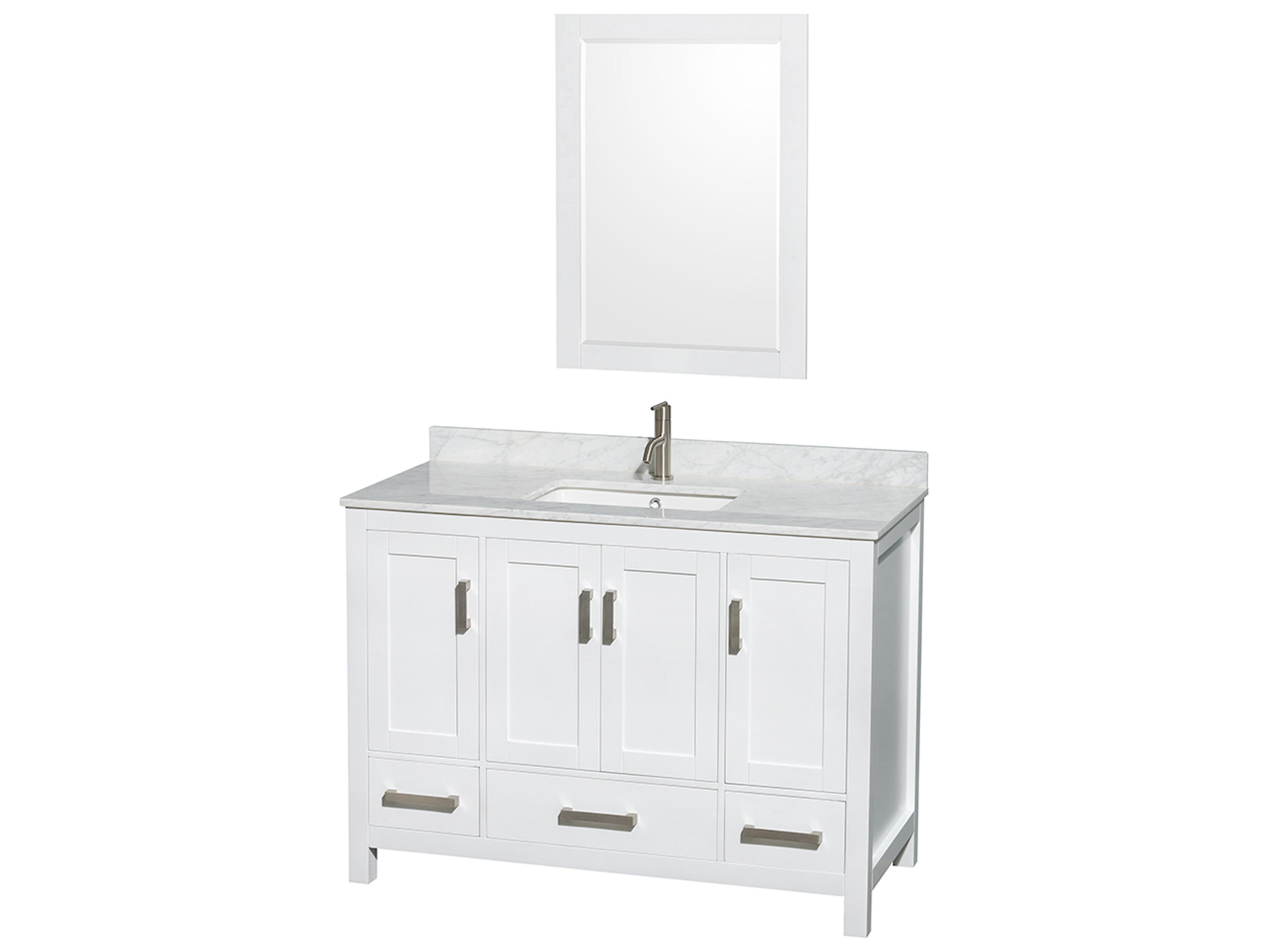 Wyndham Collection Sheffield 48" White Vanity with 24" Mirror