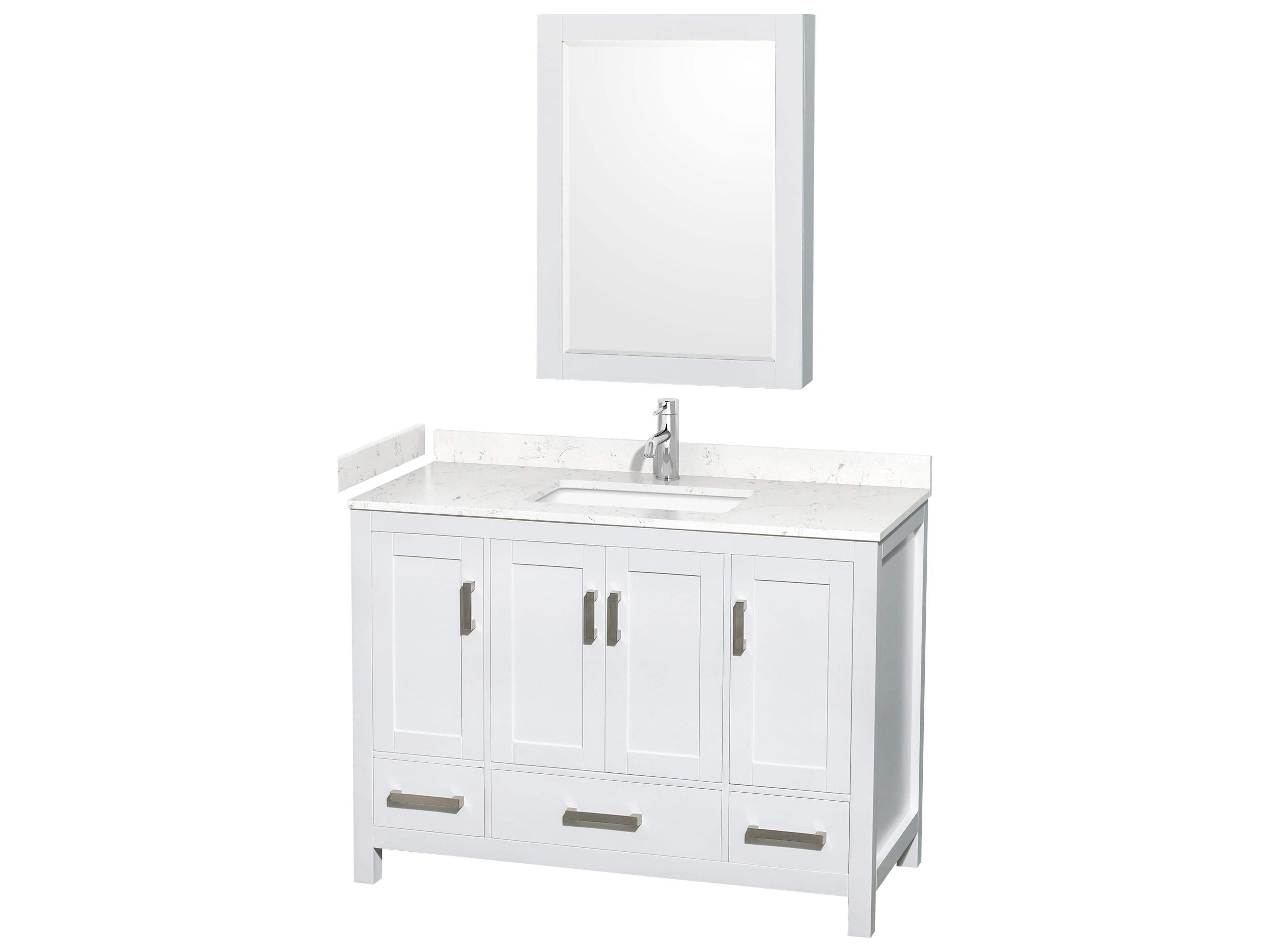Sheffield 48" White Vanity with Medicine Cabinet