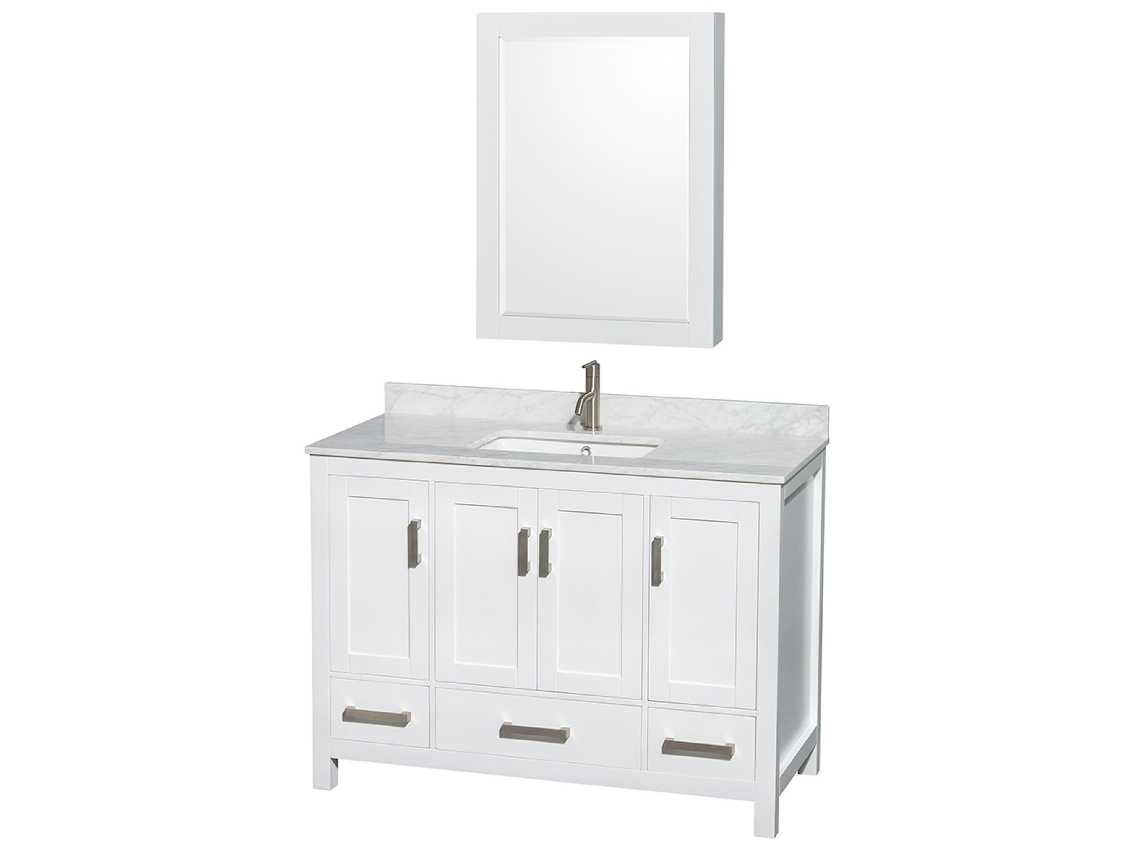 Wyndham Collection Sheffield 48" White Vanity with Medicine Cabinet