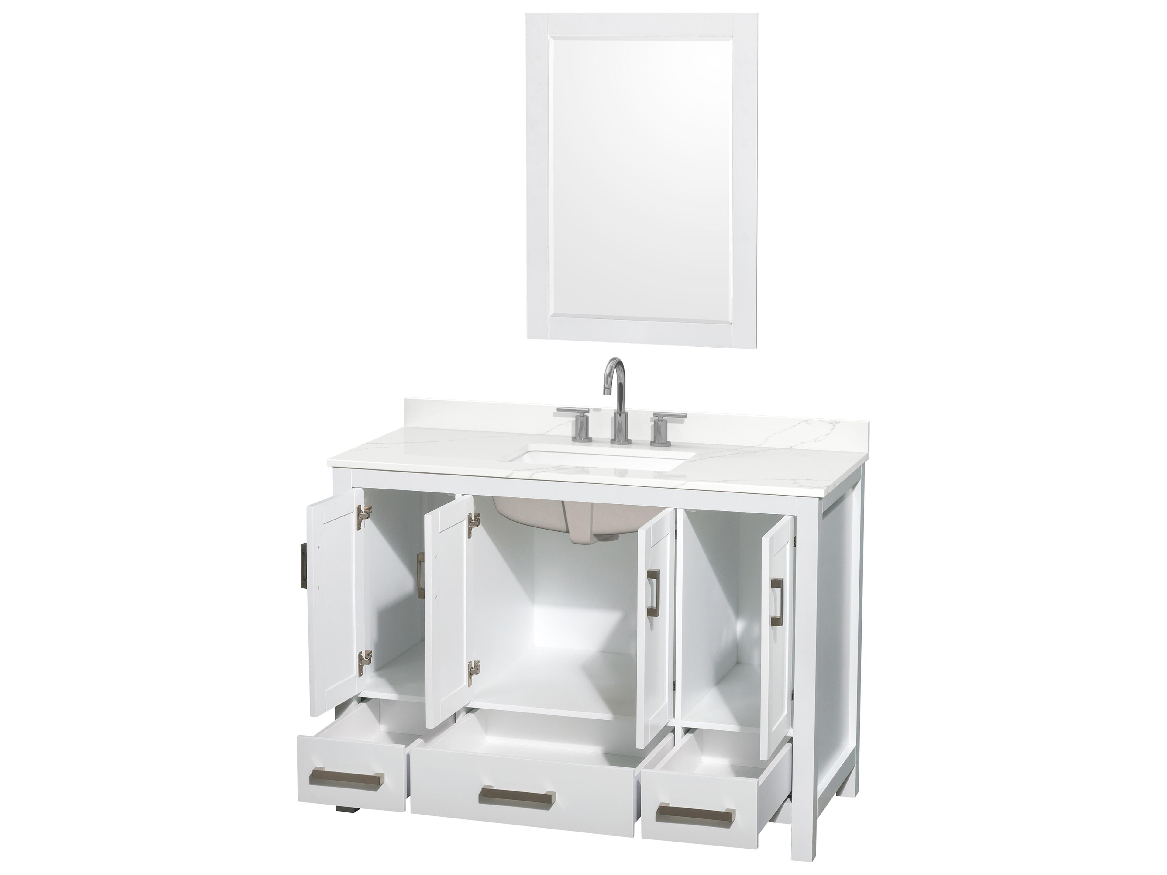 Wyndham Collection Sheffield 48" White Vanity with 24" Mirror