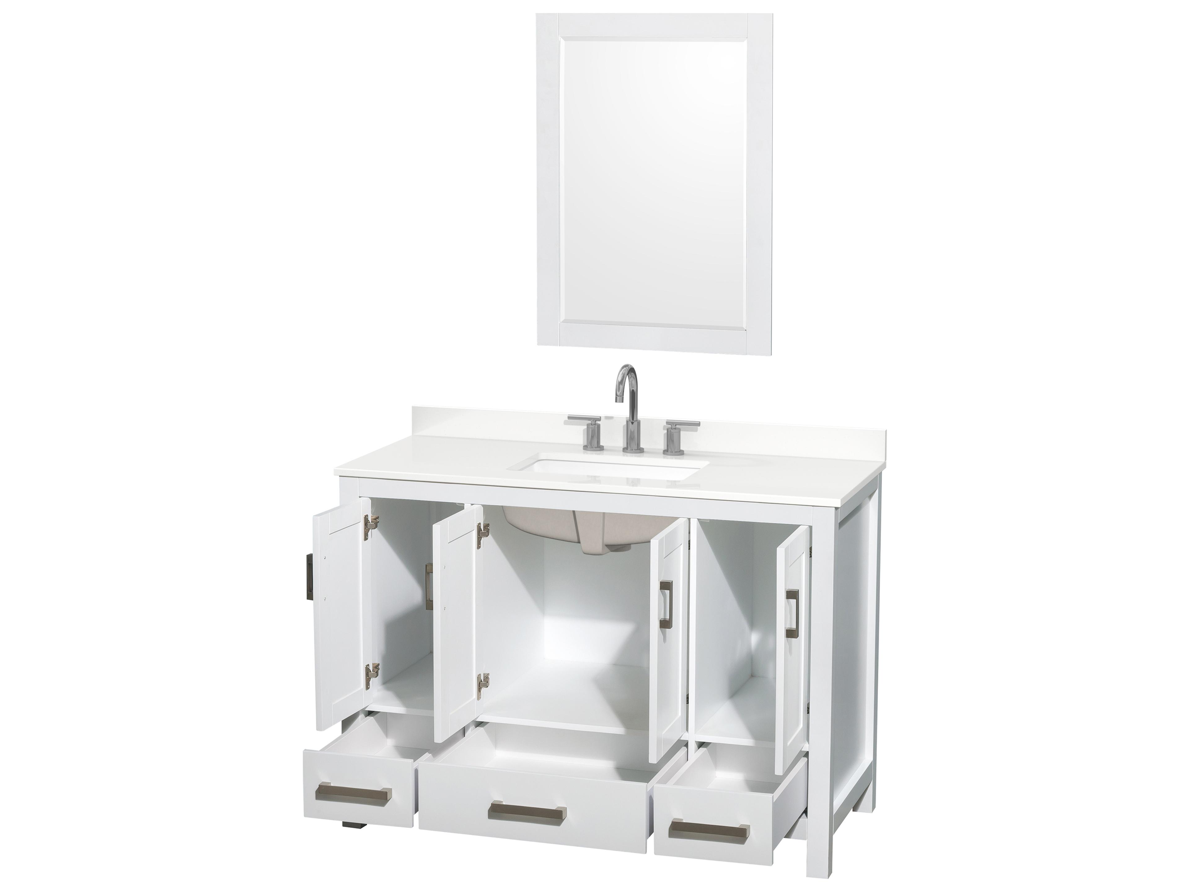 Wyndham Collection Sheffield 48" White Vanity with 24" Mirror