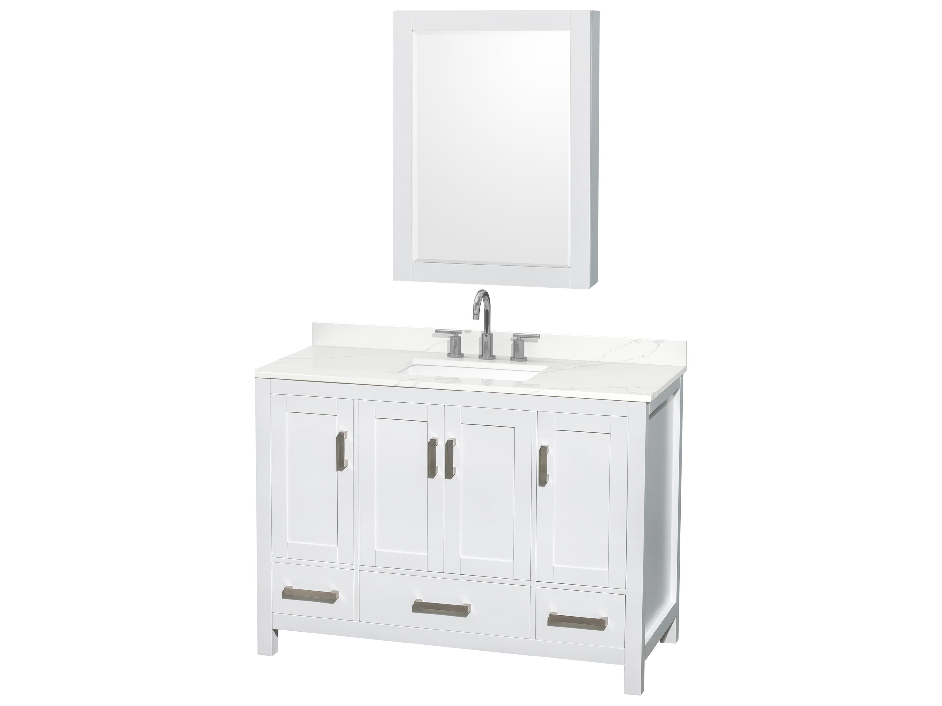 Sheffield 48" White Vanity with Medicine Cabinet