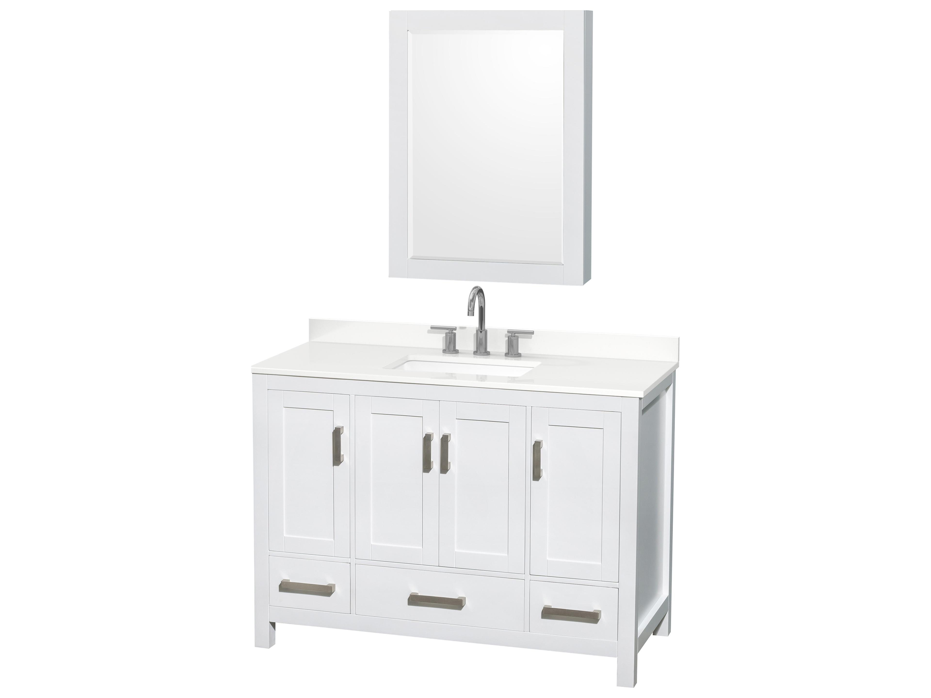Wyndham Collection Sheffield 48" White Vanity with Medicine Cabinet