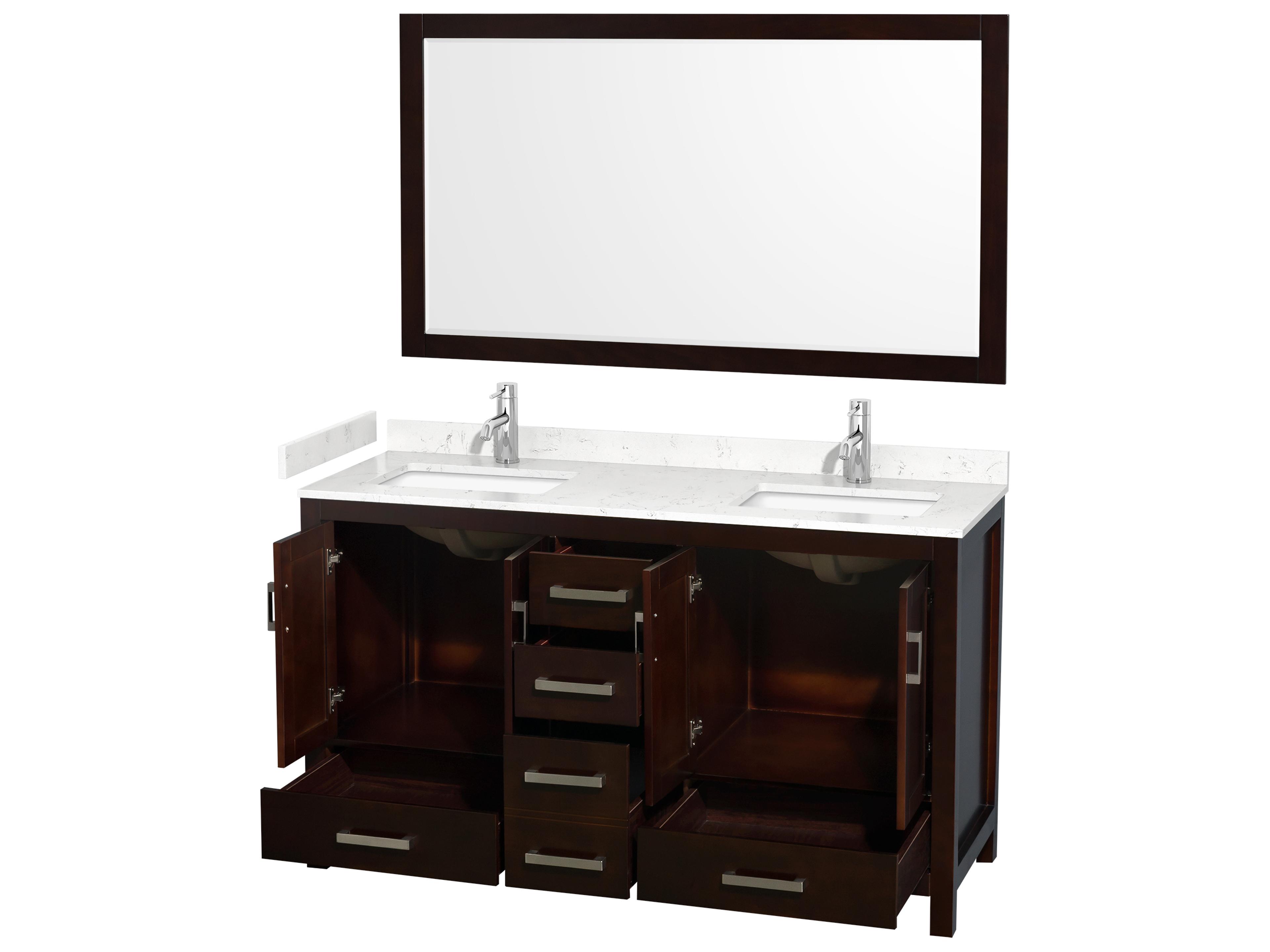 Wyndham Collection Sheffield 60" Espresso Vanity with 58" Mirror
