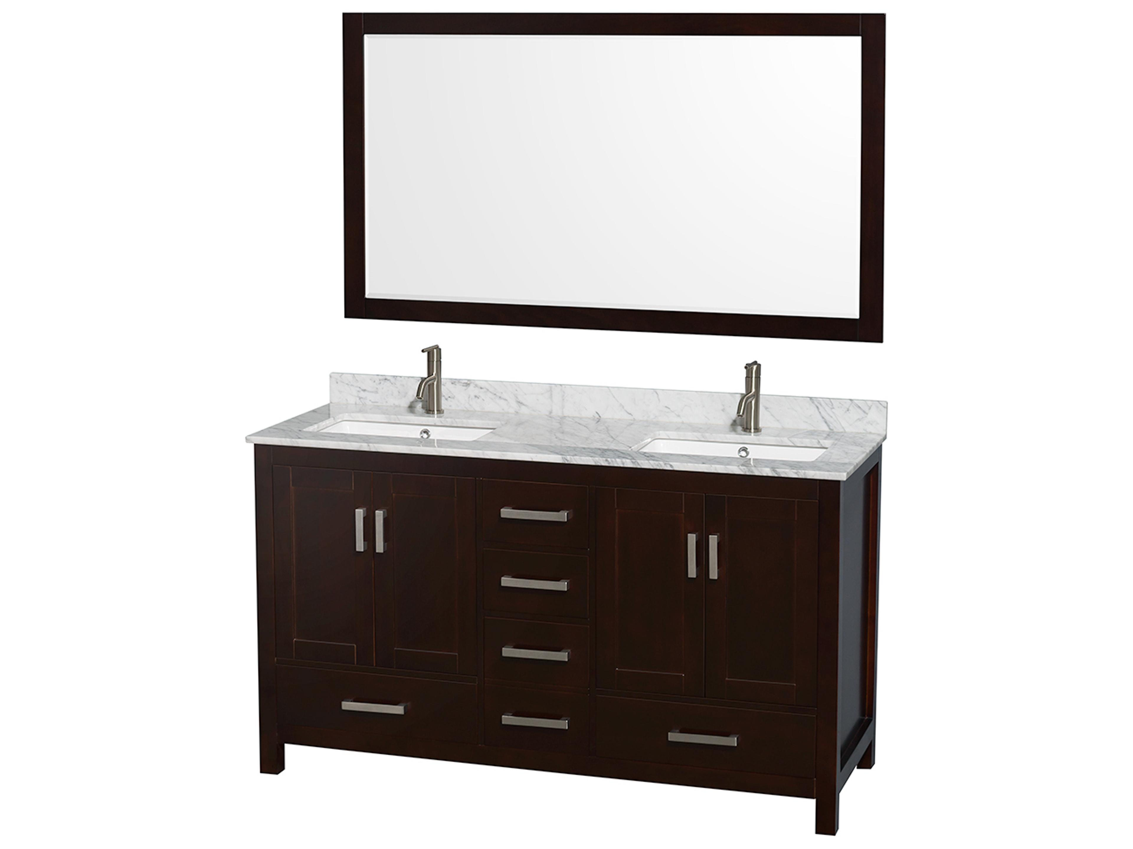 Wyndham Collection Sheffield 60" Espresso Vanity with 58" Mirror