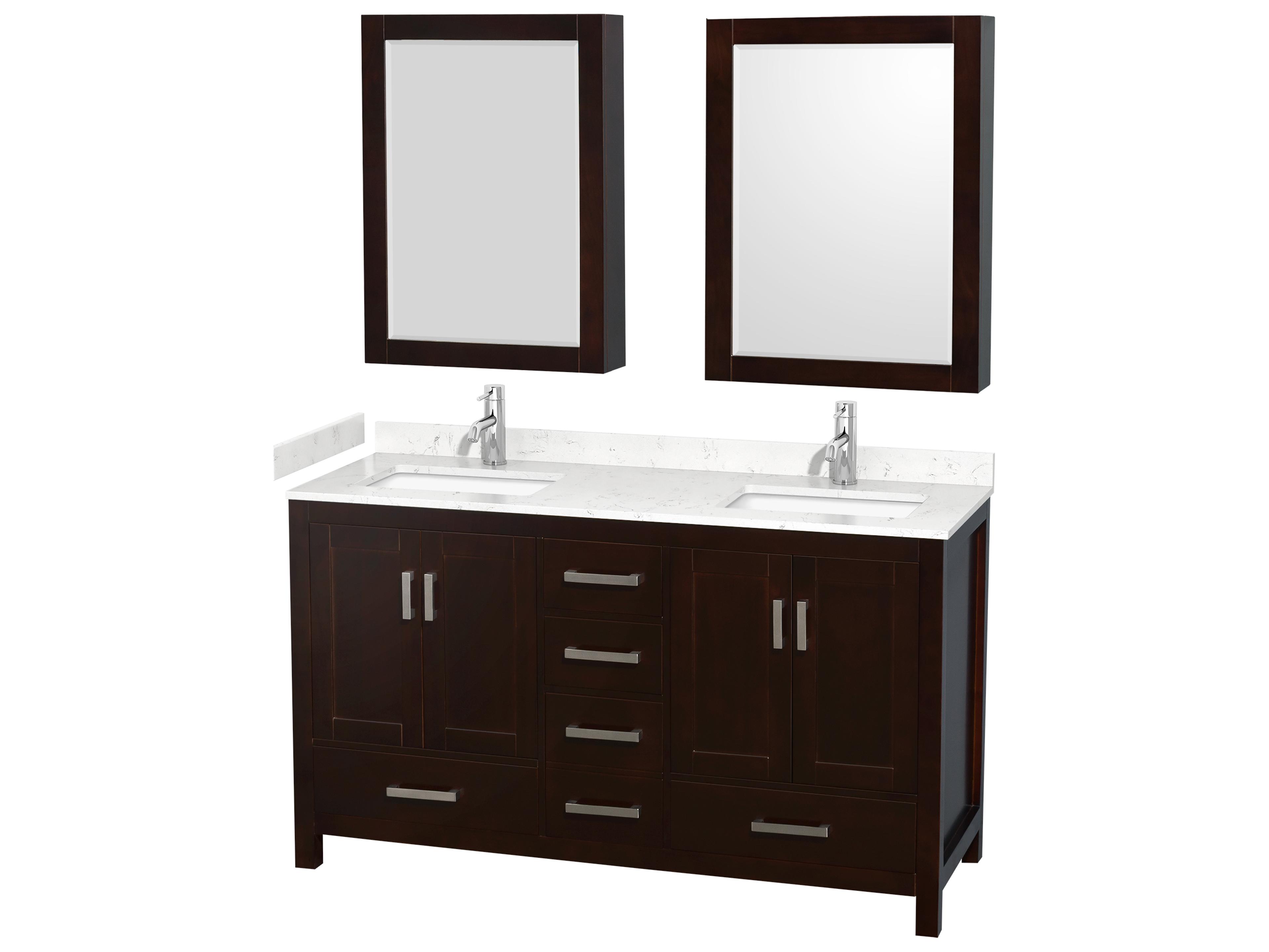 Sheffield 60" Espresso Vanity with Medicine Cabinet