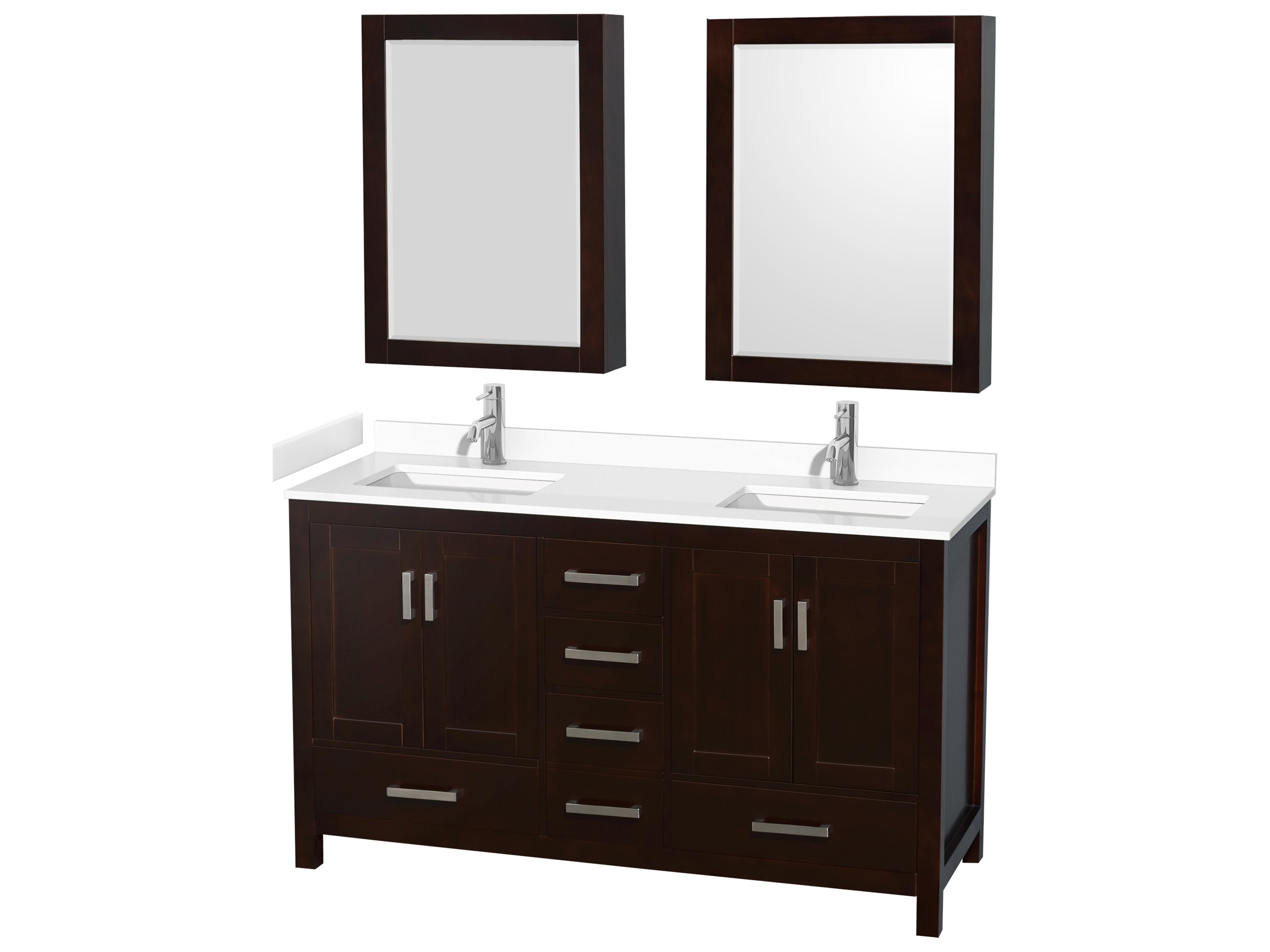 Wyndham Collection Sheffield 60" Espresso Vanity with Medicine Cabinet