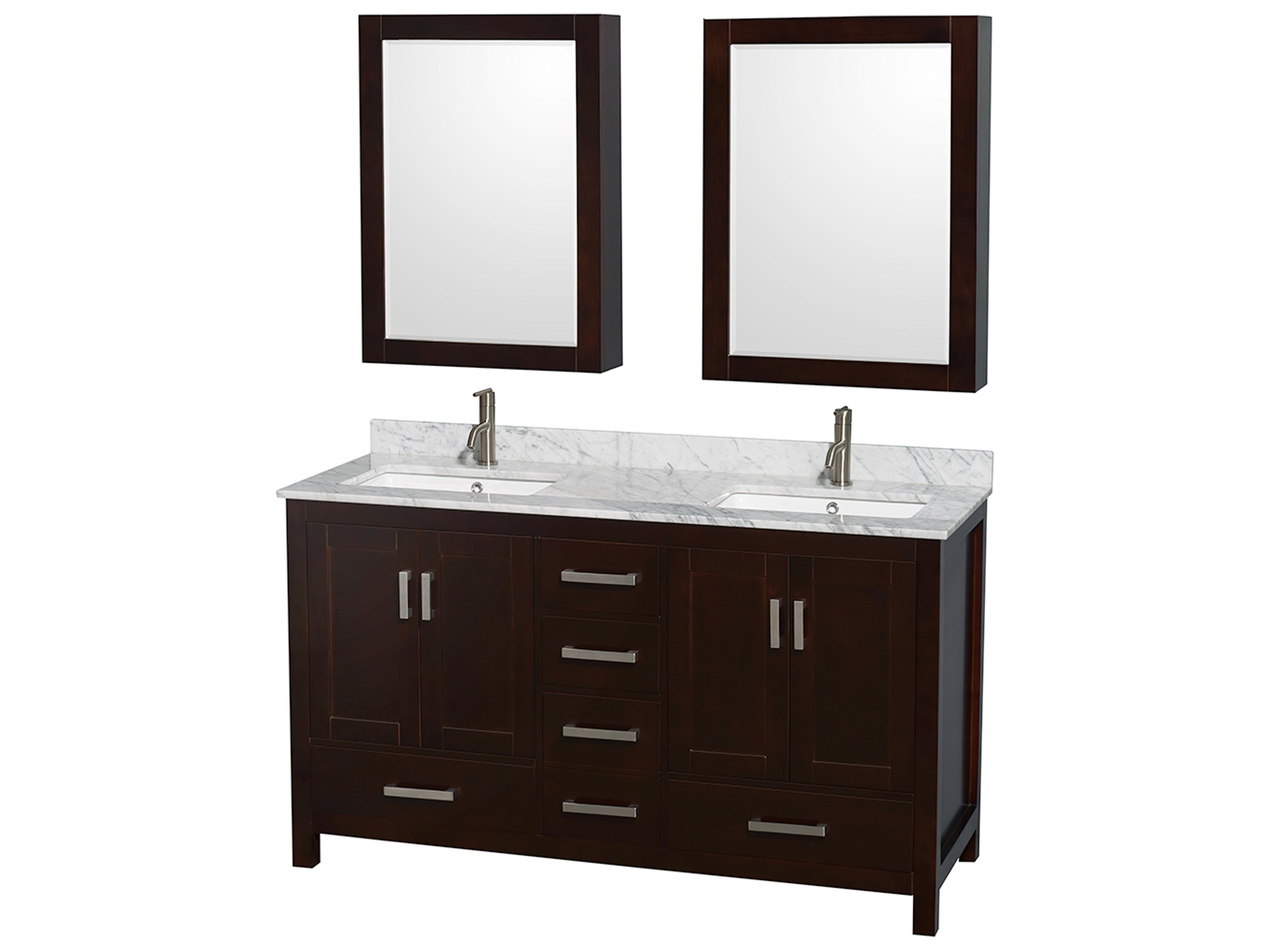 Wyndham Collection Sheffield 60" Espresso Vanity with Medicine Cabinet
