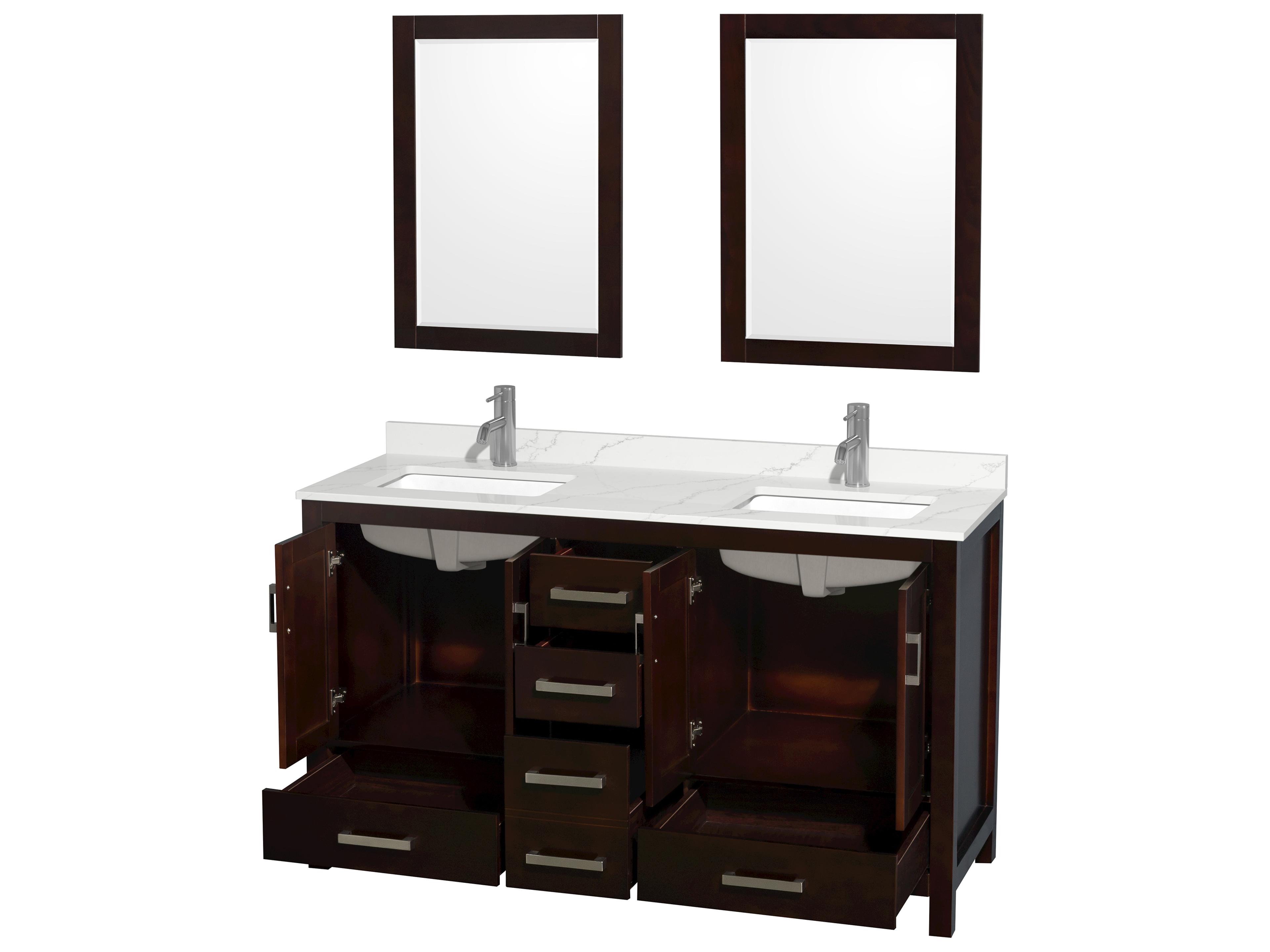 Wyndham Collection Sheffield 60" Espresso Vanity with 24" Mirror