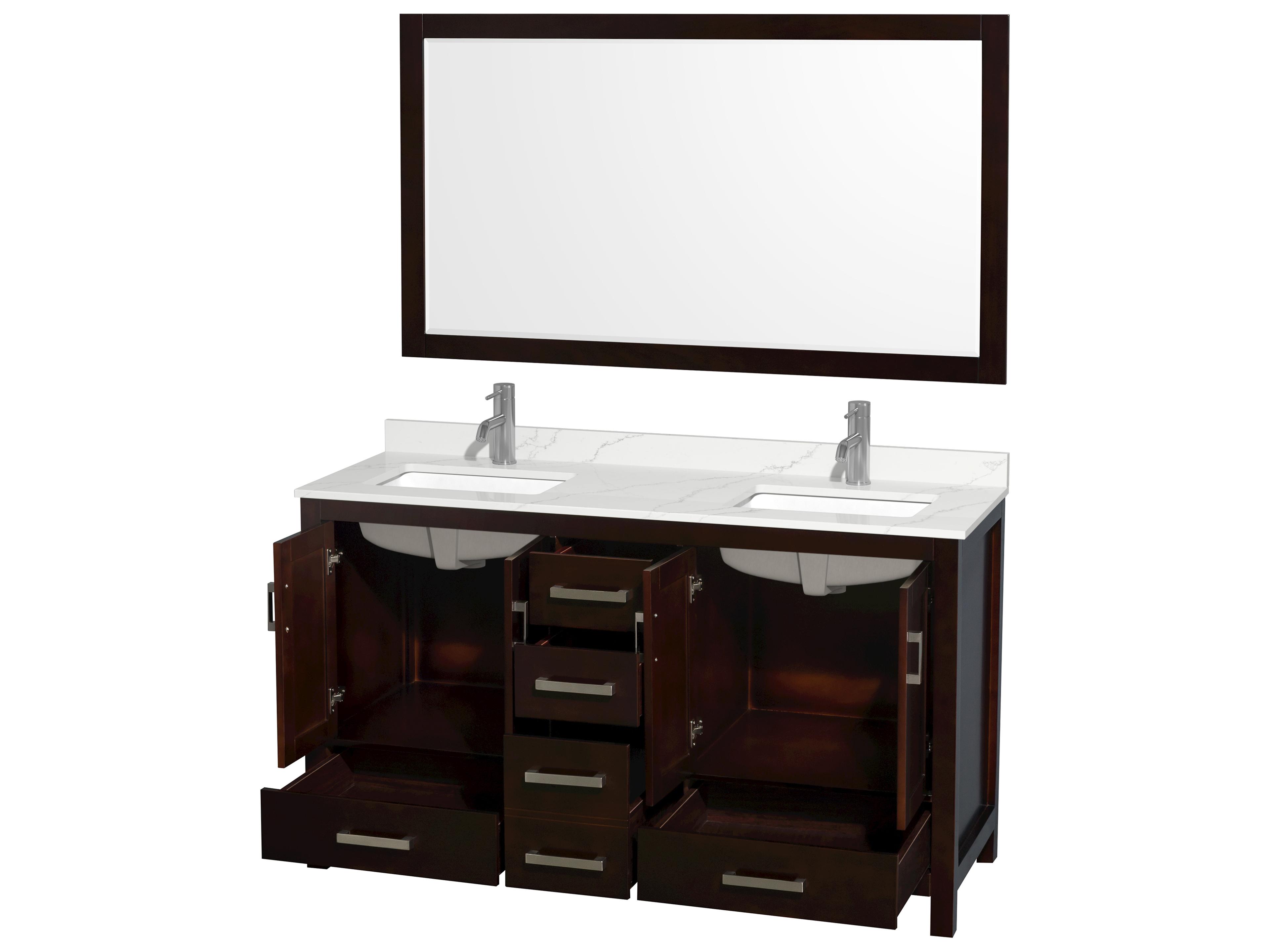 Wyndham Collection Sheffield 60" Espresso Vanity with 58" Mirror