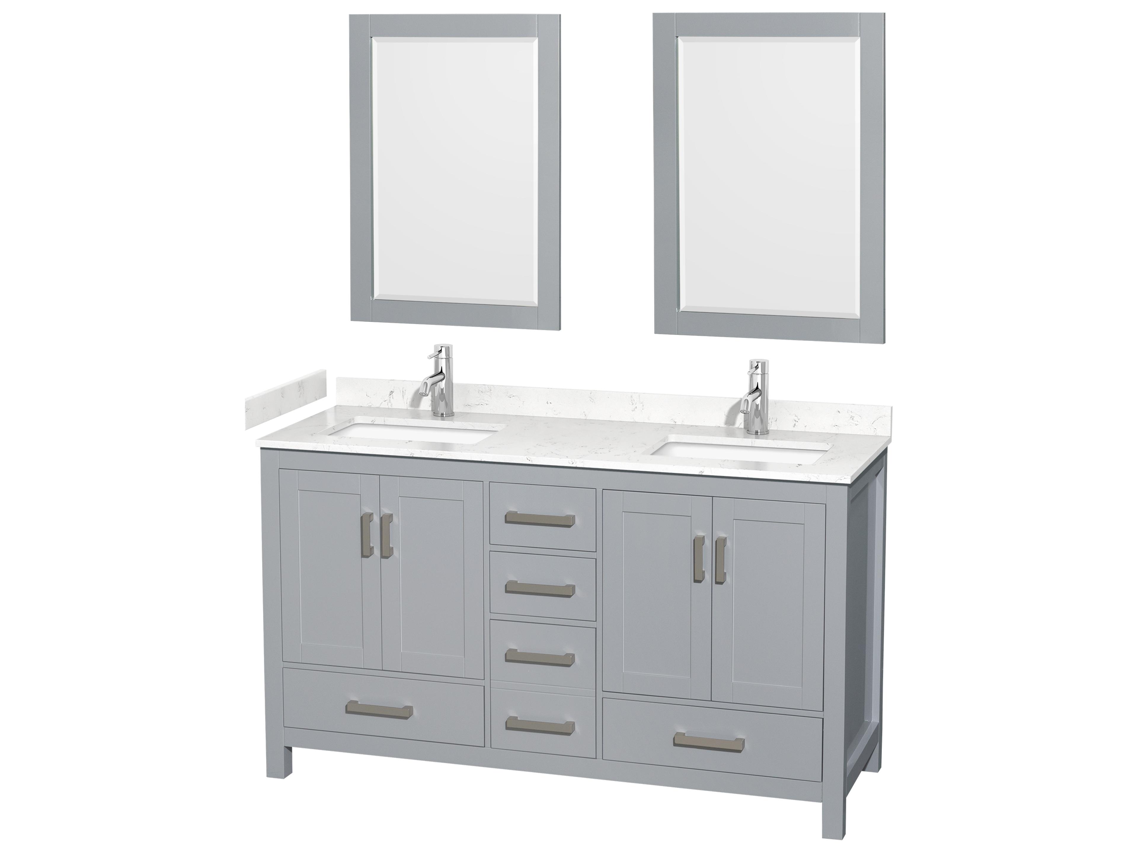 Sheffield 60" Gray Vanity with 24" Mirror
