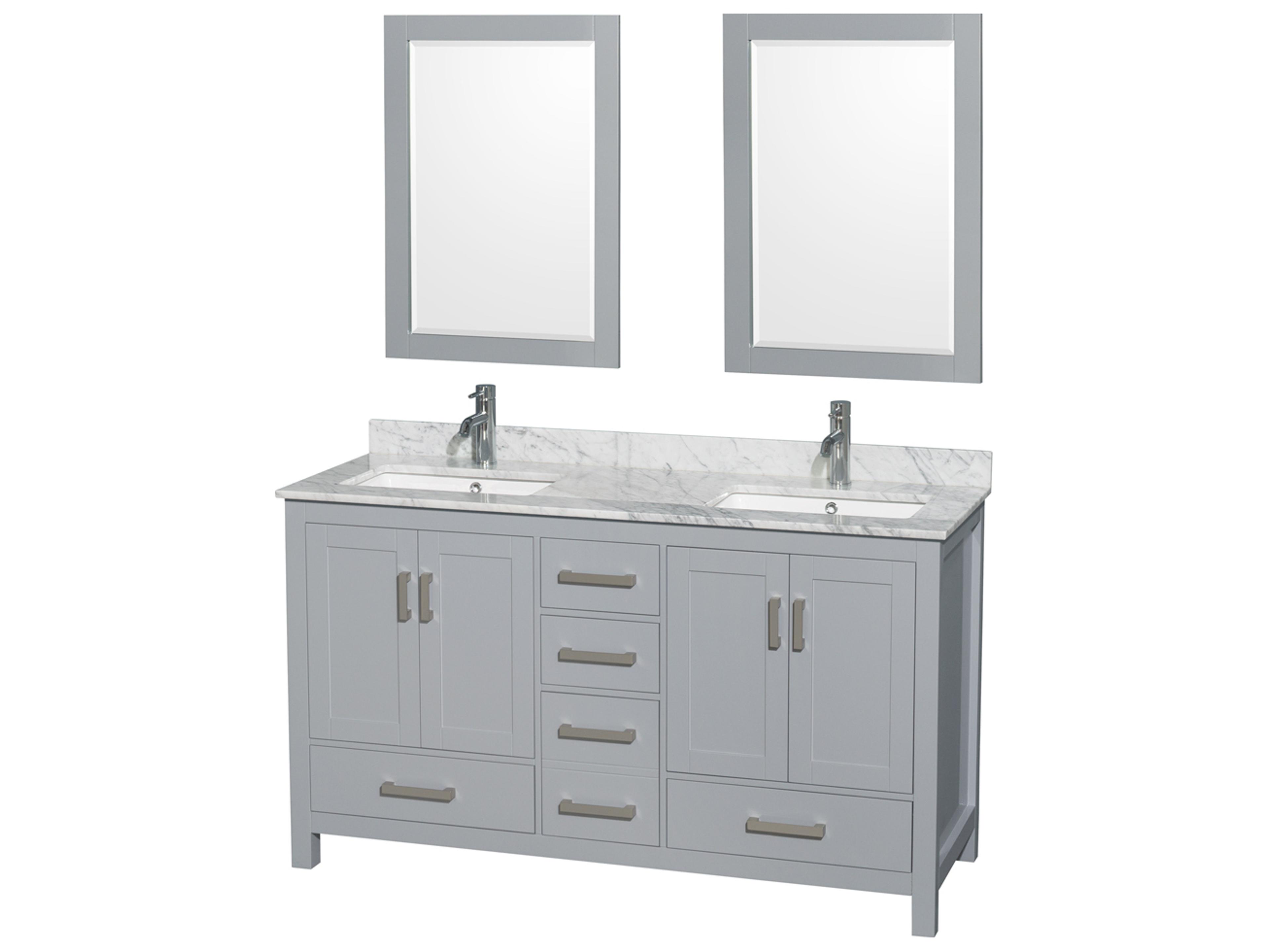 Wyndham Collection Sheffield 60" Gray Vanity with 24" Mirror