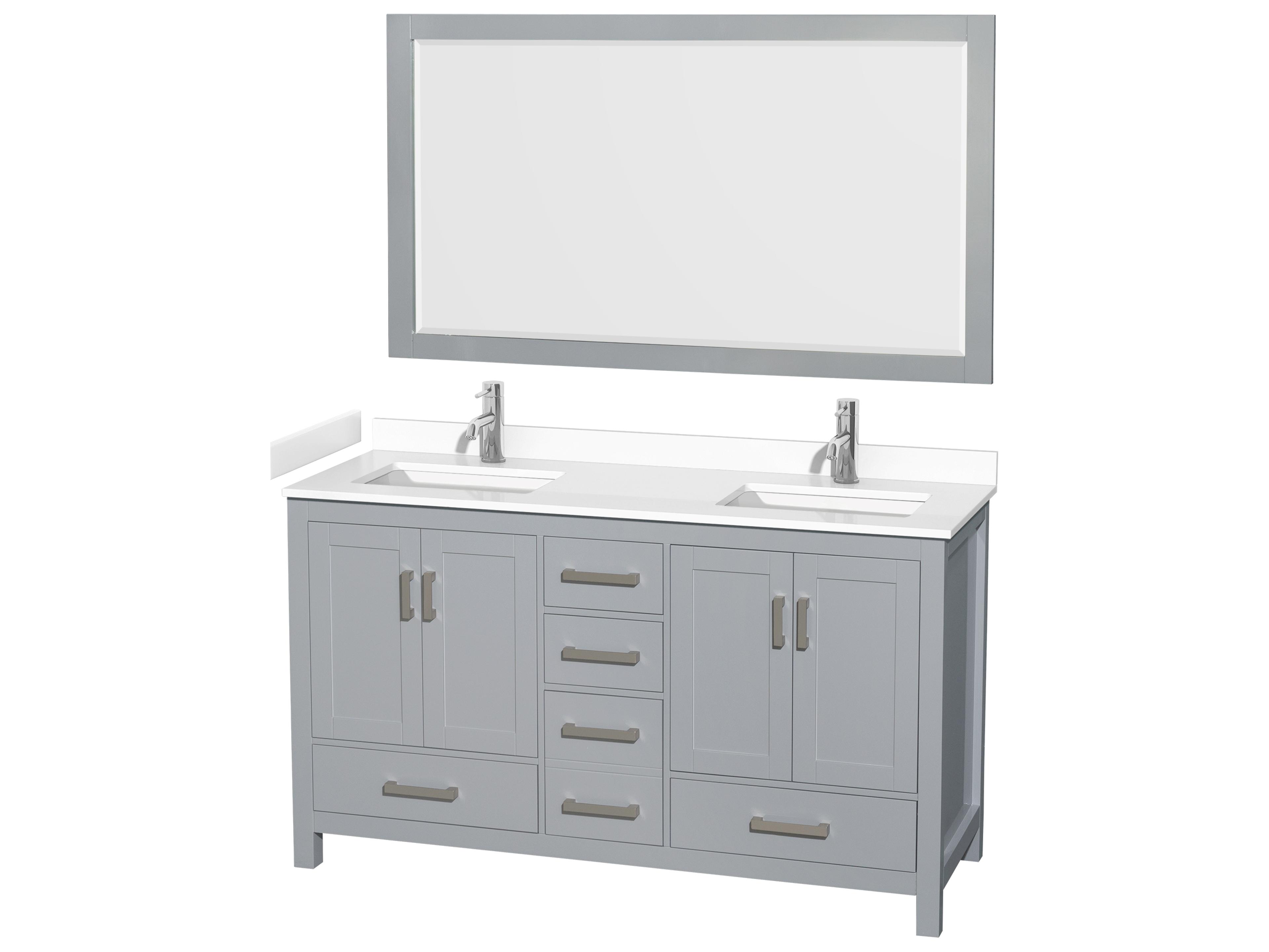 Wyndham Collection Sheffield 60" Gray Vanity with 58" Mirror