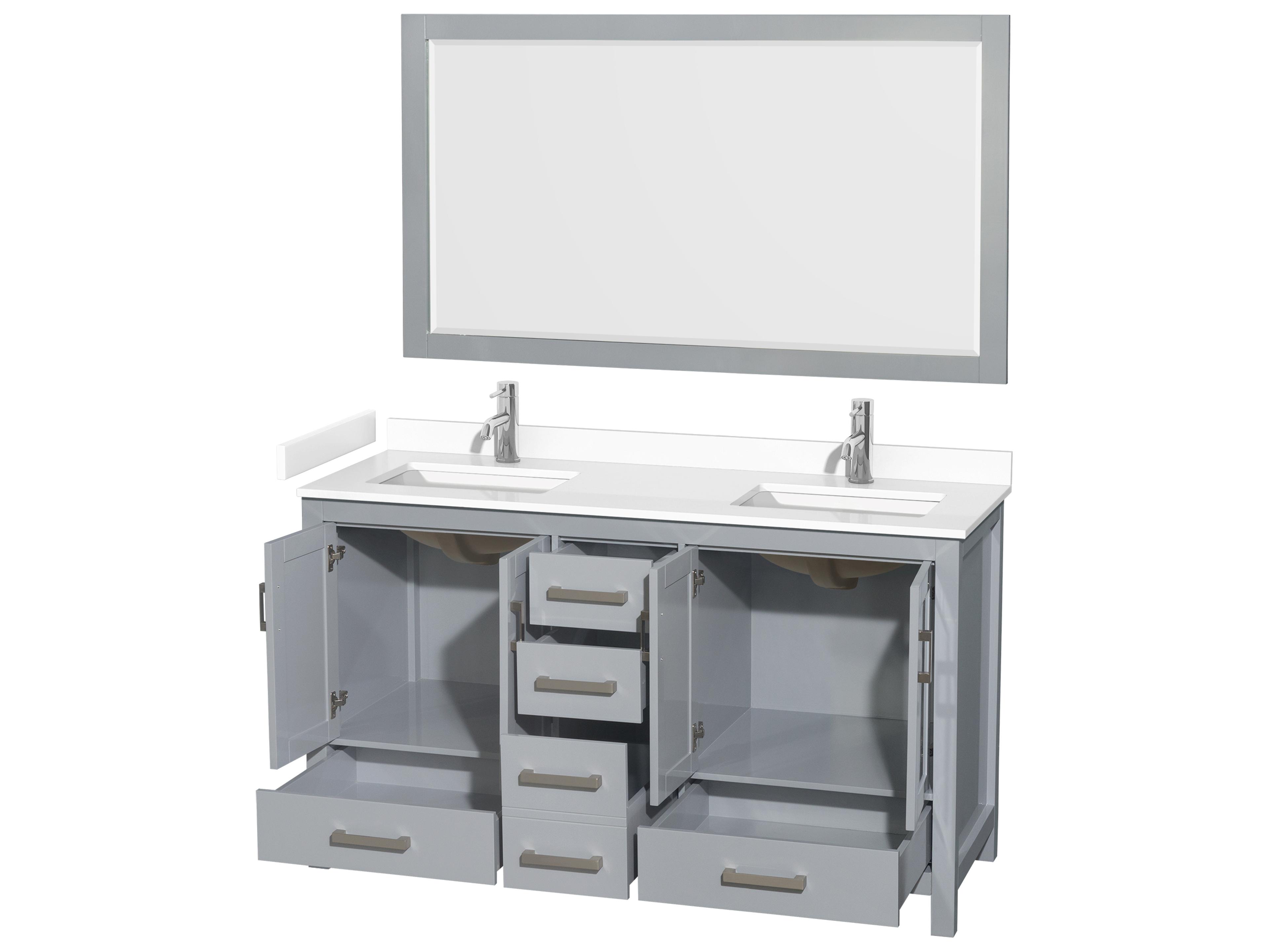 Wyndham Collection Sheffield 60" Gray Vanity with 58" Mirror
