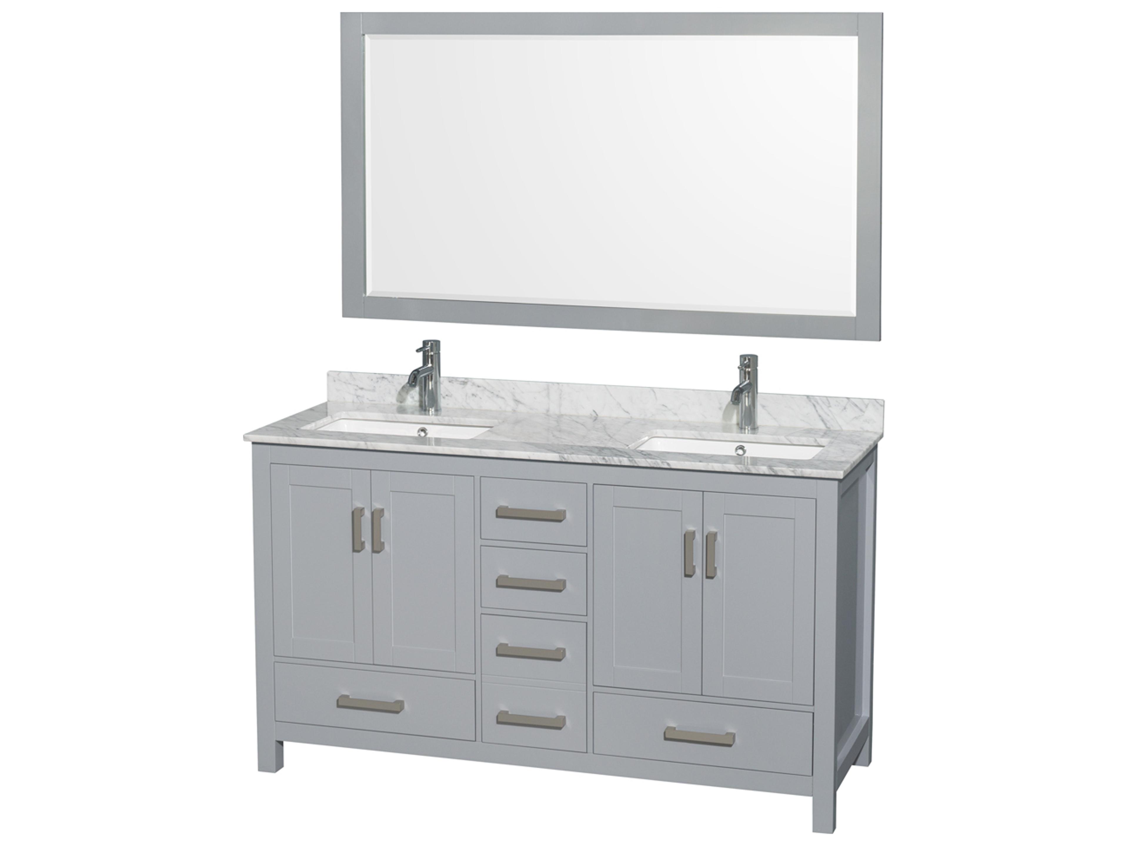 Wyndham Collection Sheffield 60" Gray Vanity with 58" Mirror