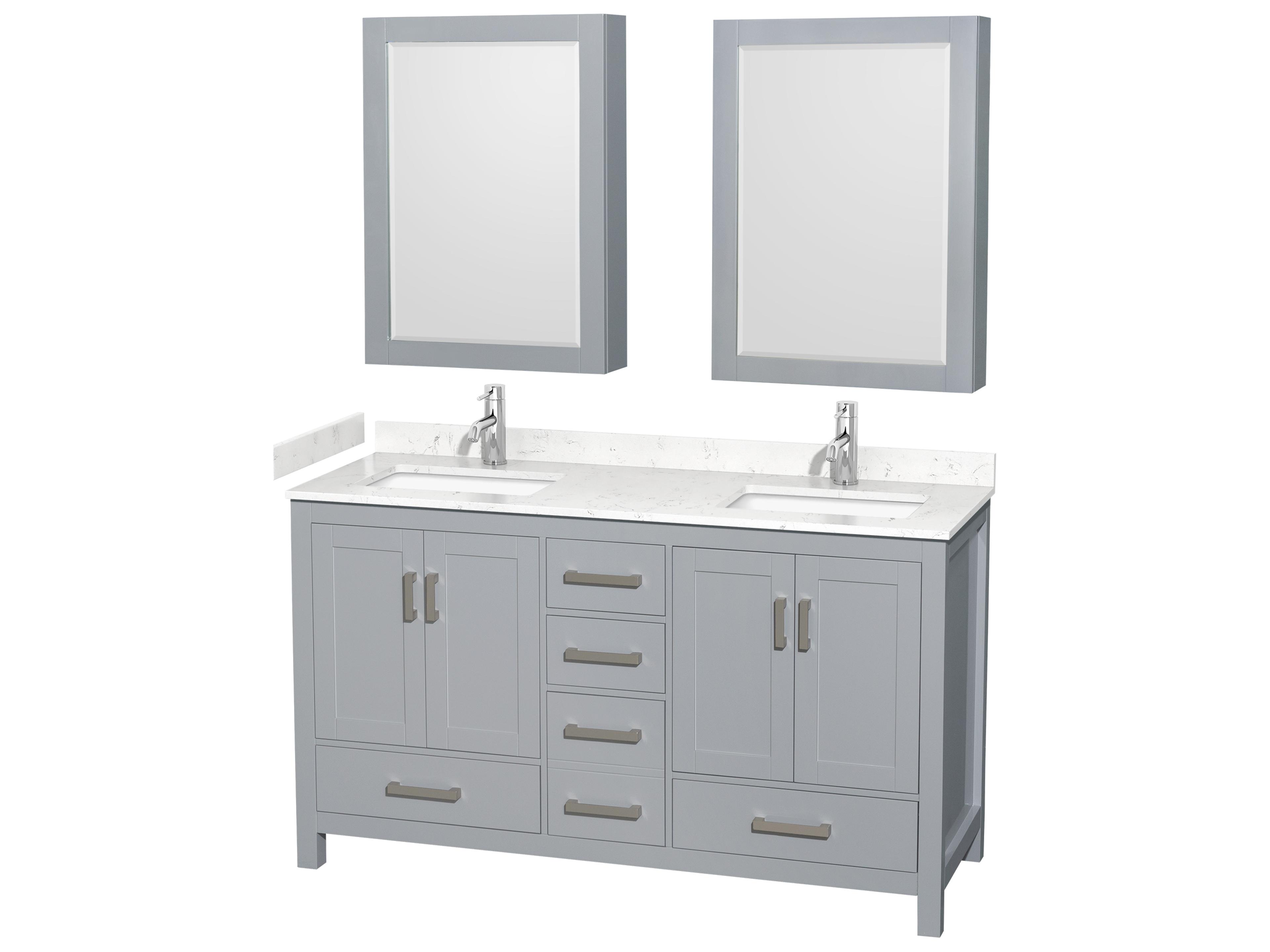 Sheffield 60" Gray Vanity with Medicine Cabinet
