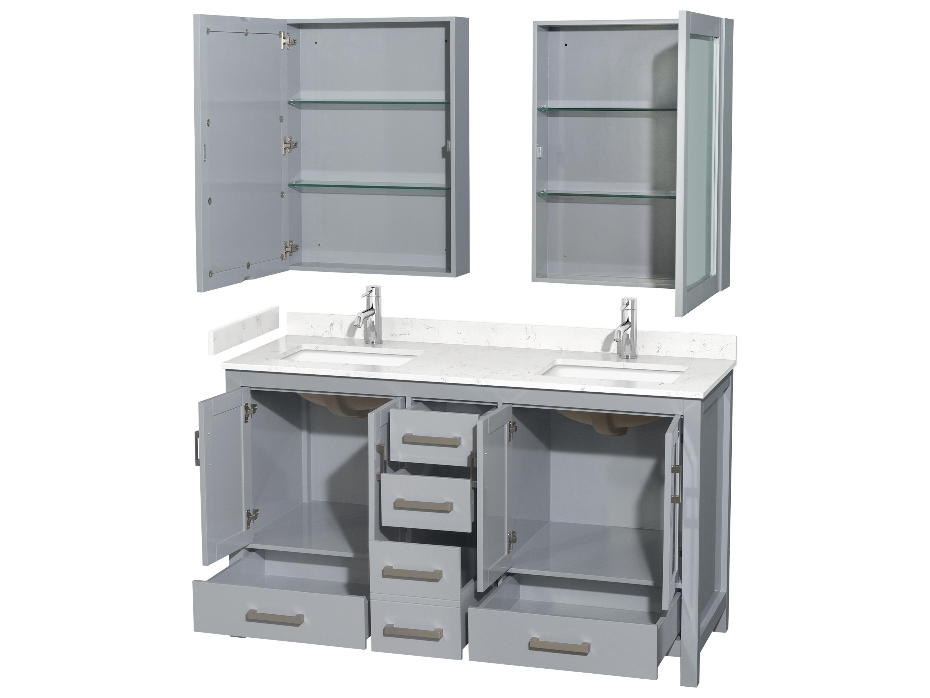 Wyndham Collection Sheffield 60" Gray Vanity with Medicine Cabinet