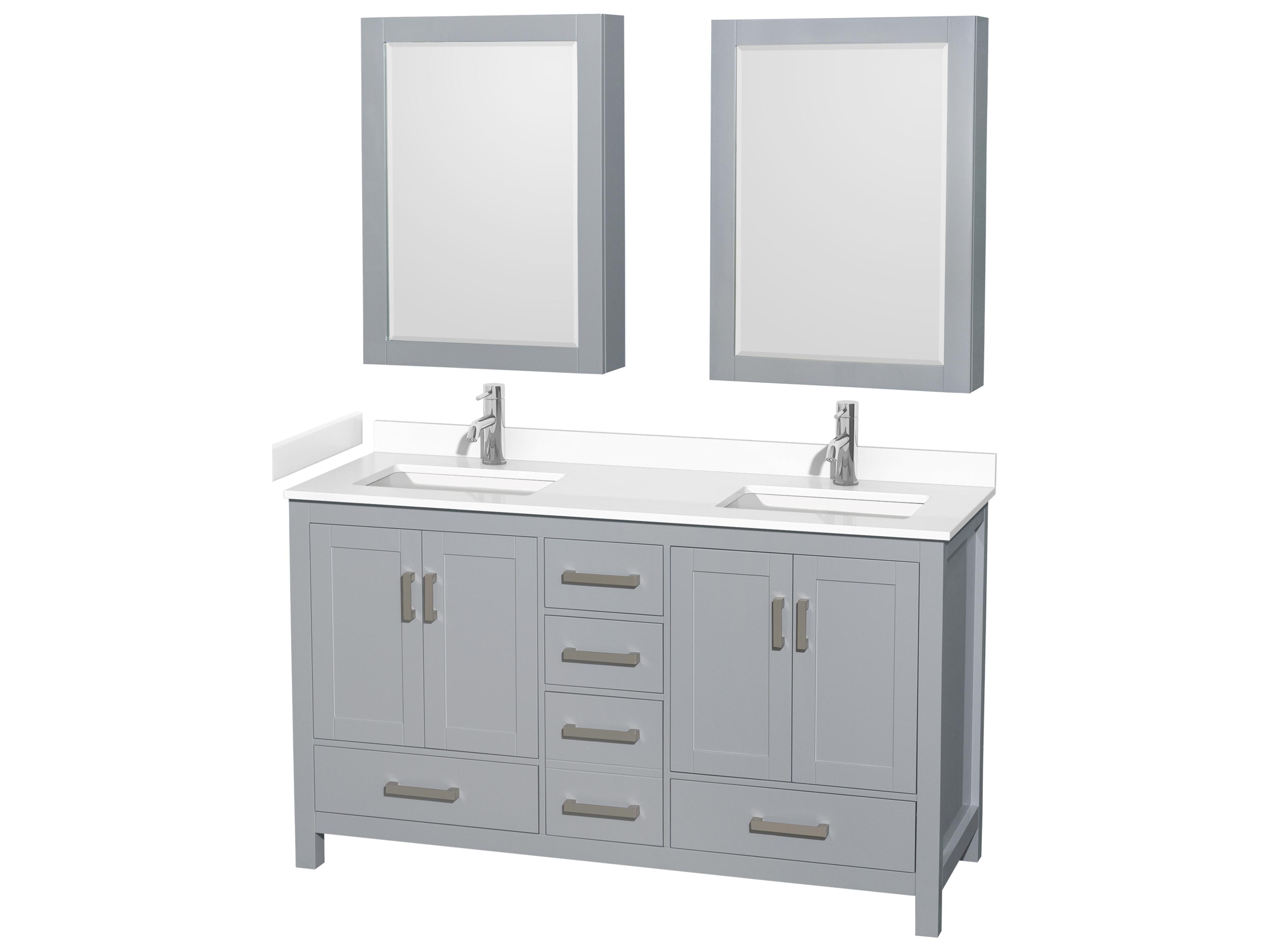 Wyndham Collection Sheffield 60" Gray Vanity with Medicine Cabinet