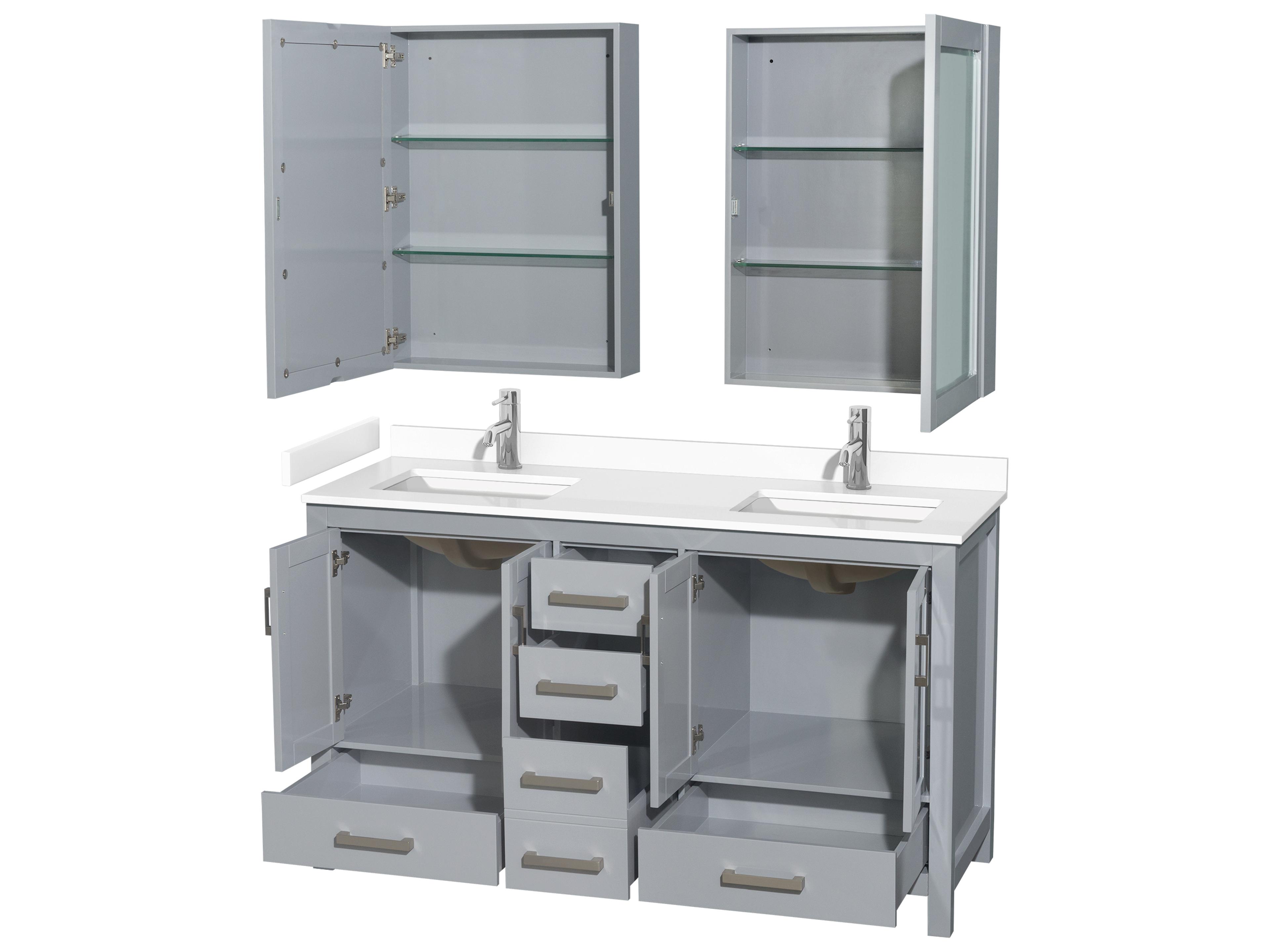 Wyndham Collection Sheffield 60" Gray Vanity with Medicine Cabinet