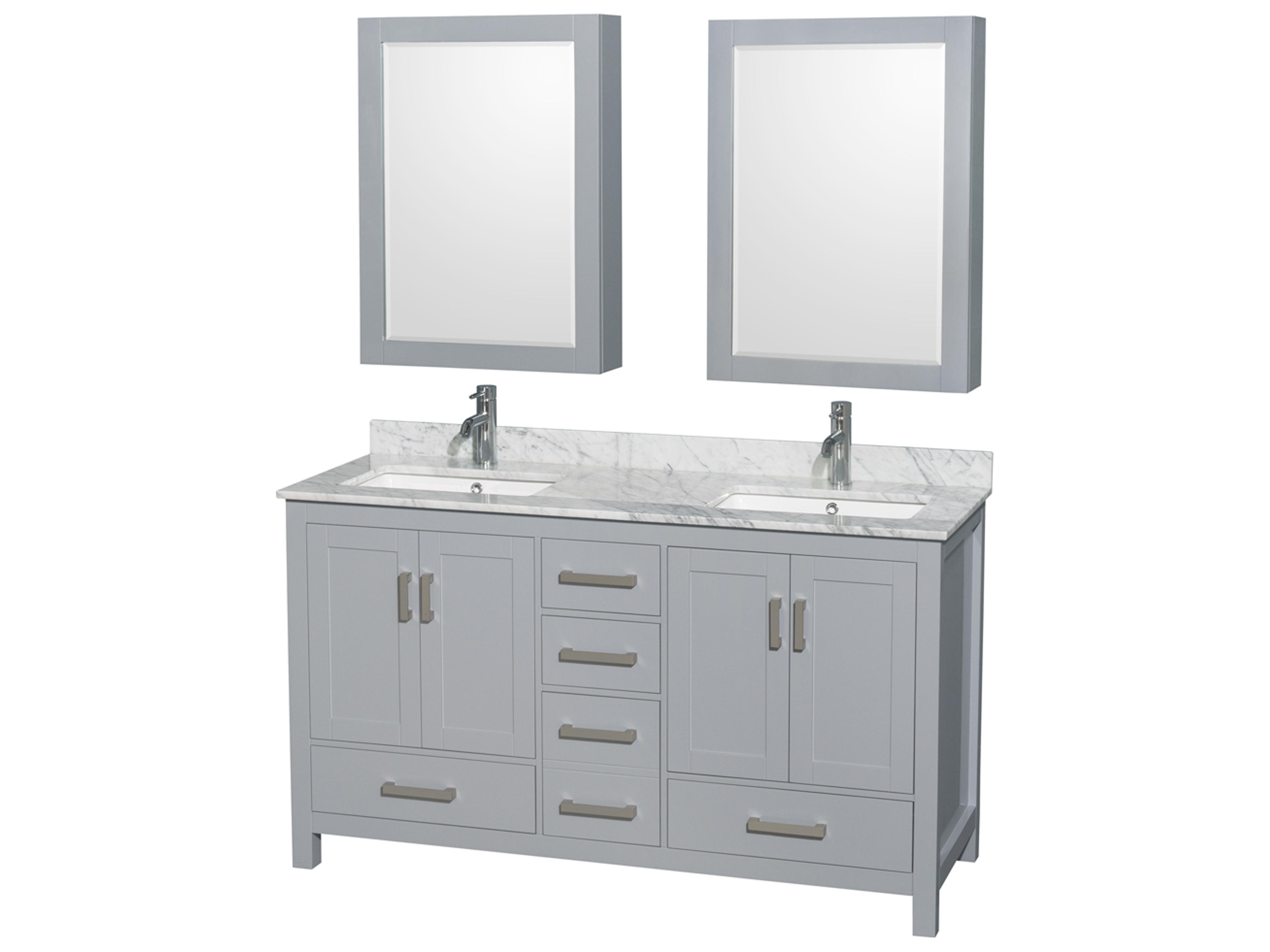 Wyndham Collection Sheffield 60" Gray Vanity with Medicine Cabinet