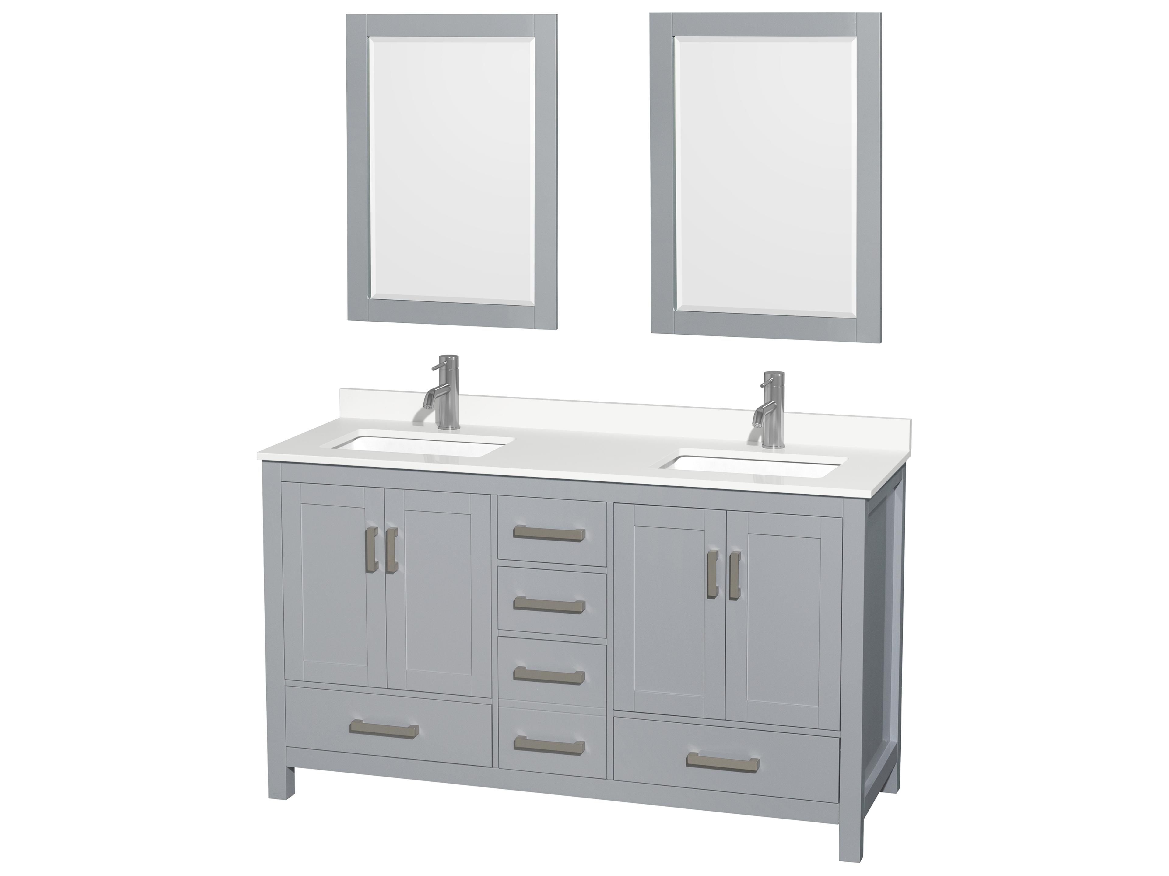 Wyndham Collection Sheffield 60" Gray Vanity with 24" Mirror