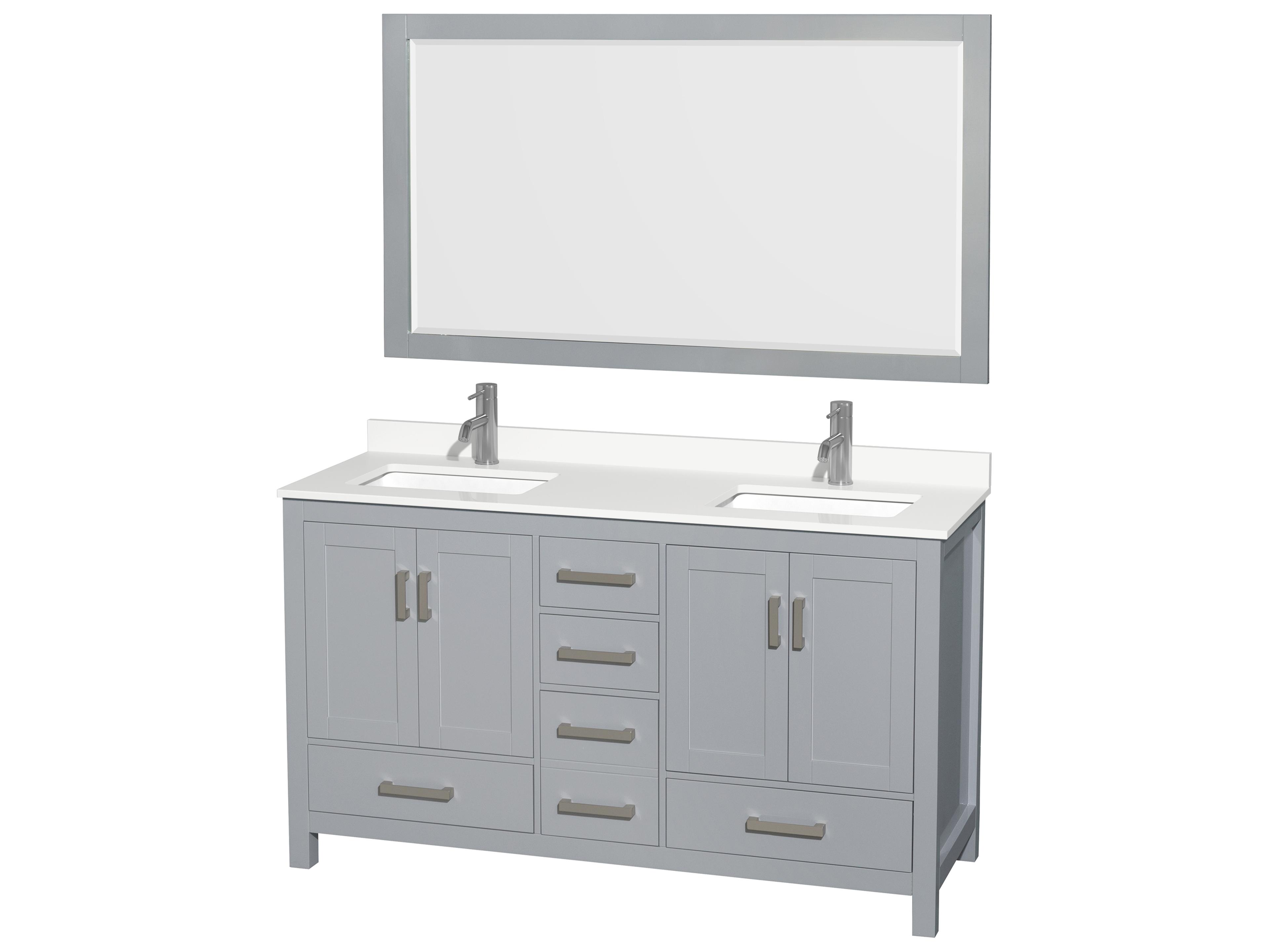 Wyndham Collection Sheffield 60" Gray Vanity with 58" Mirror