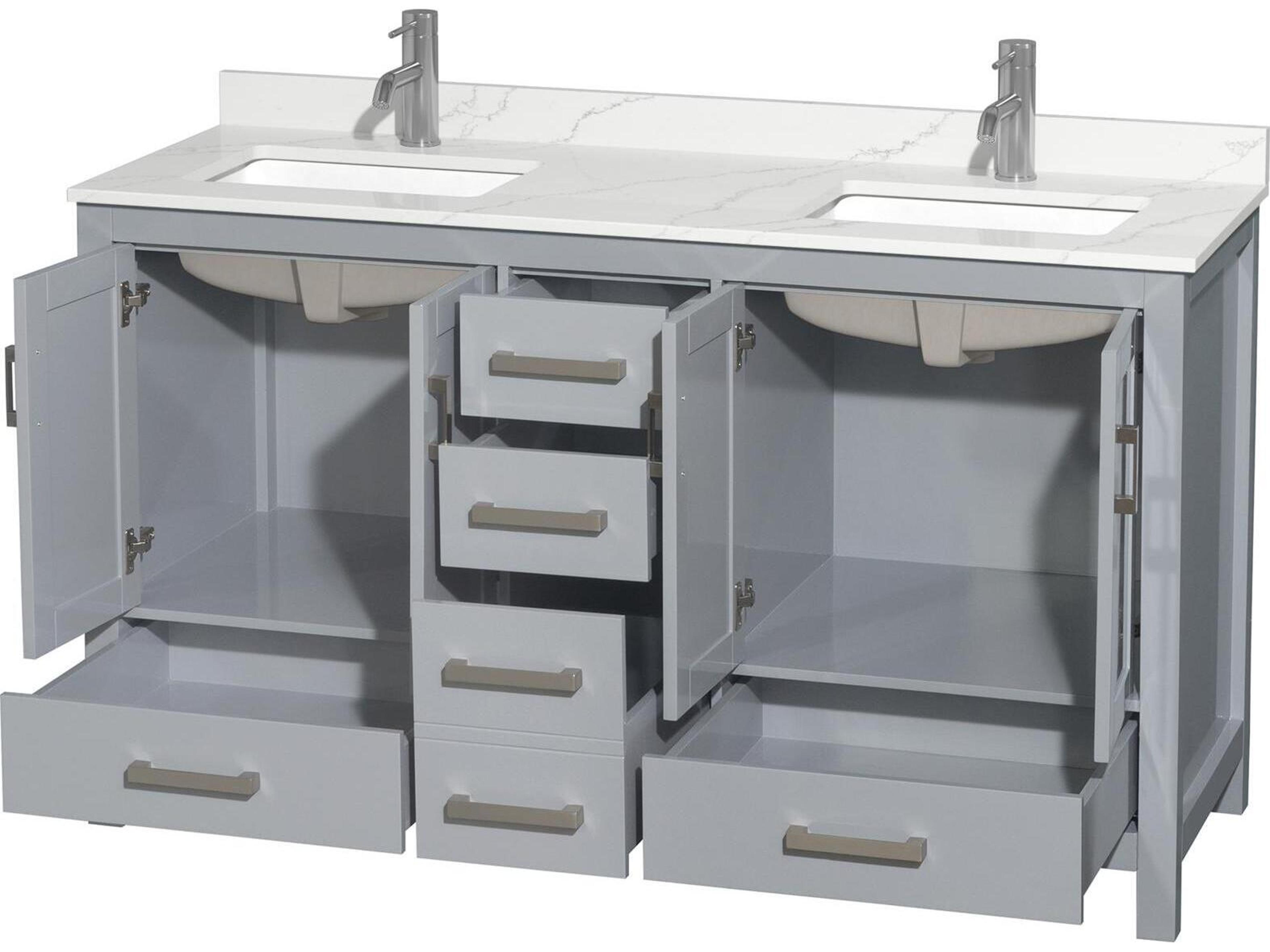 Wyndham Collection Sheffield 60" Gray Vanity