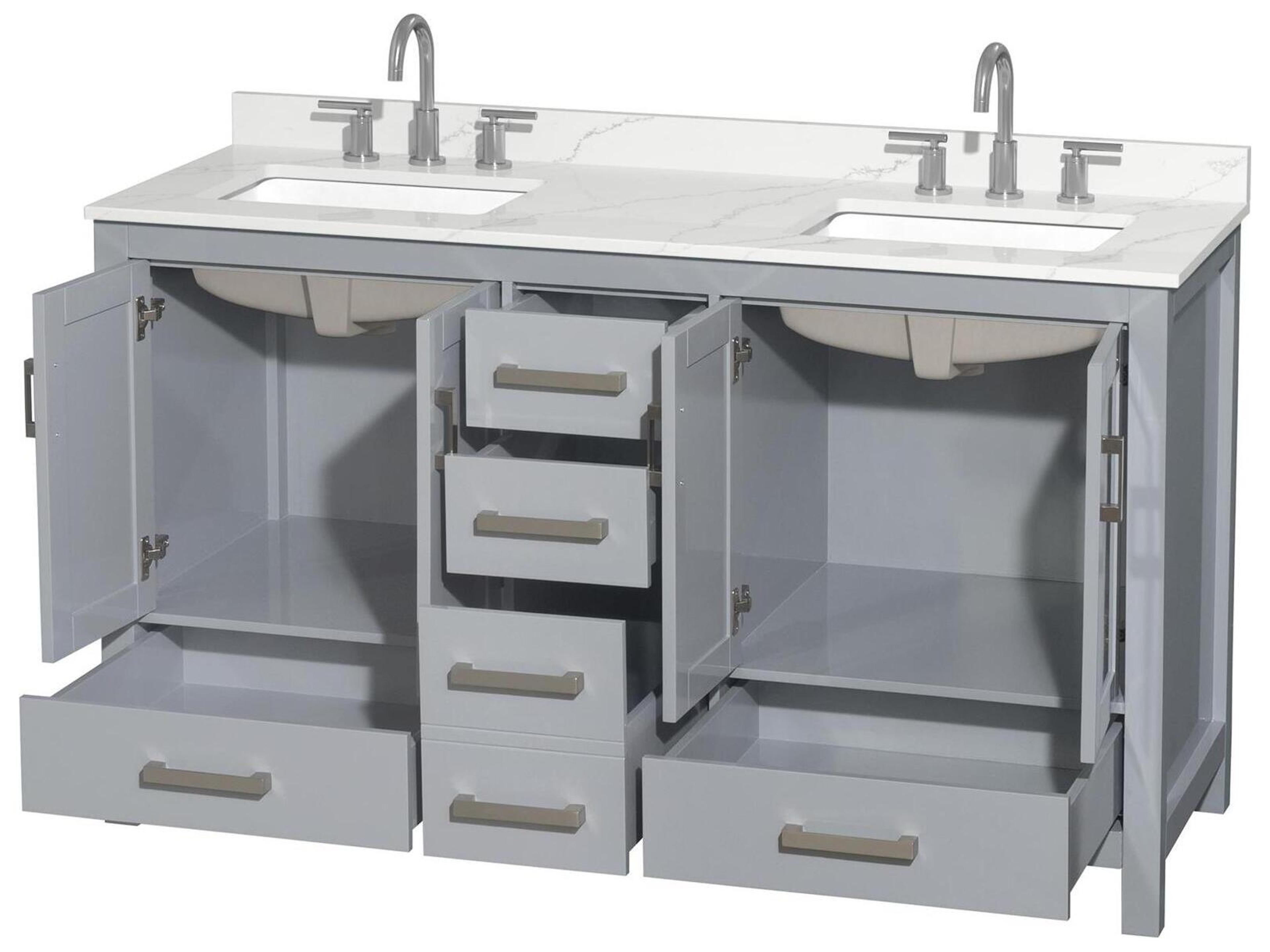 Wyndham Collection Sheffield 60" Gray Vanity