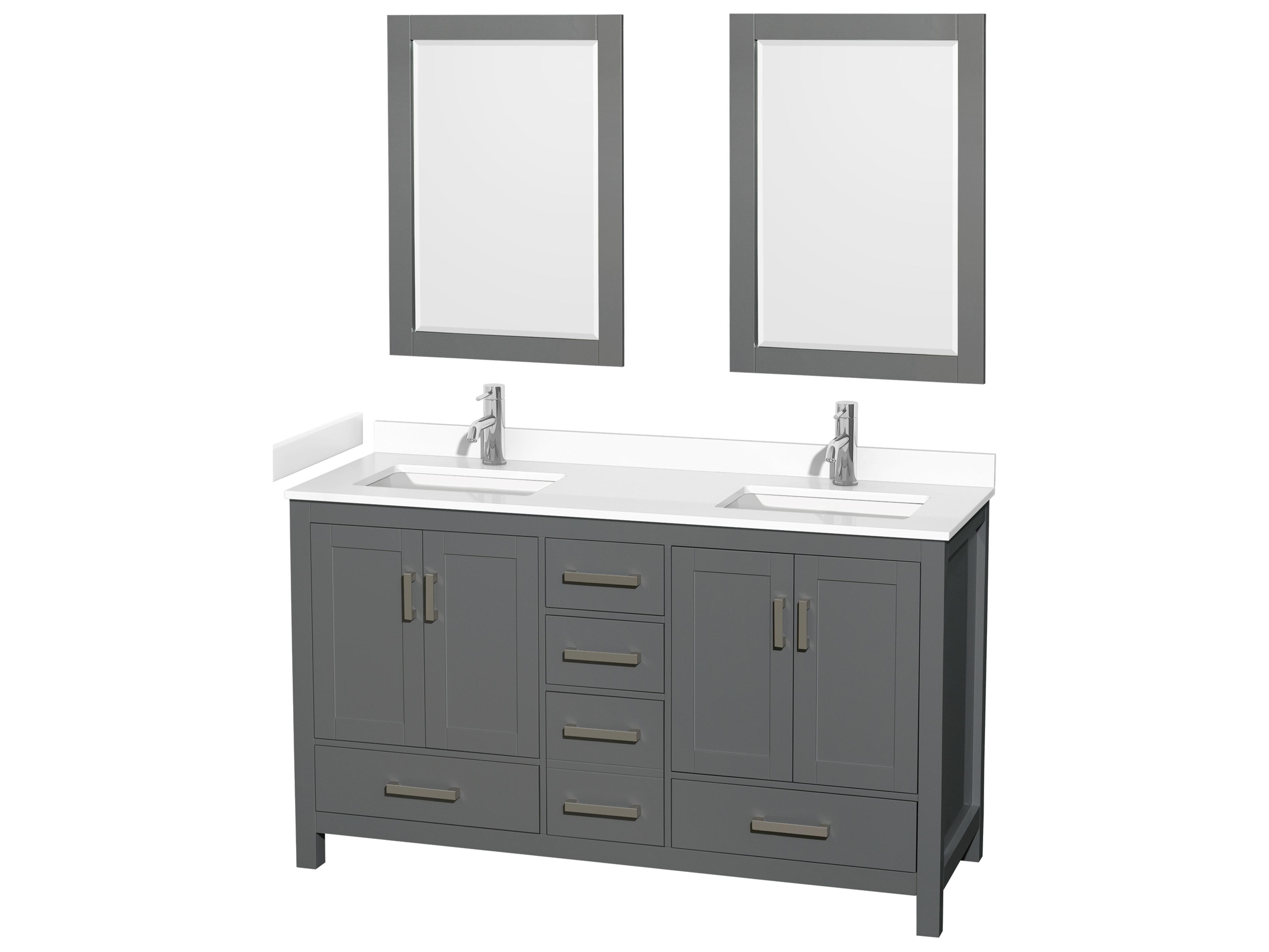 Wyndham Collection Sheffield 60" Dark Gray Vanity with 24" Mirror