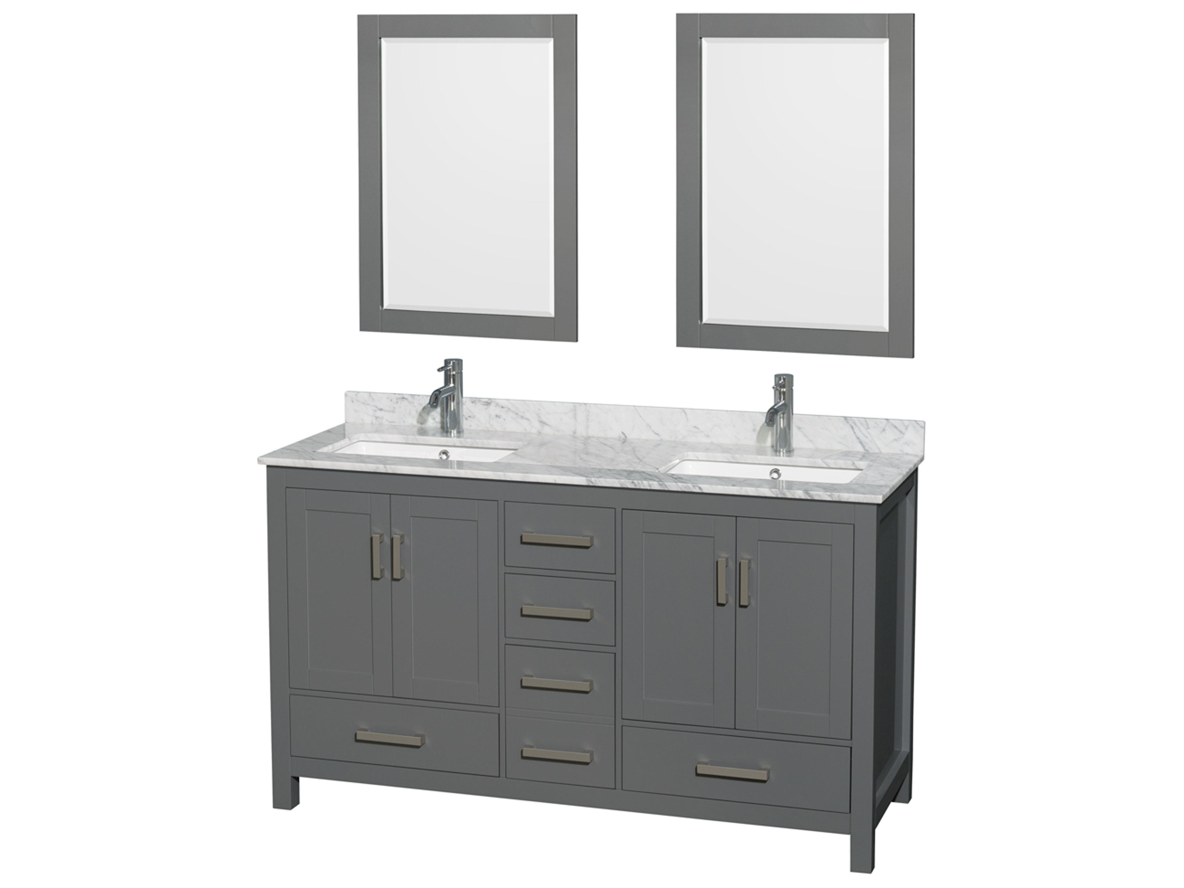 Wyndham Collection Sheffield 60" Dark Gray Vanity with 24" Mirror