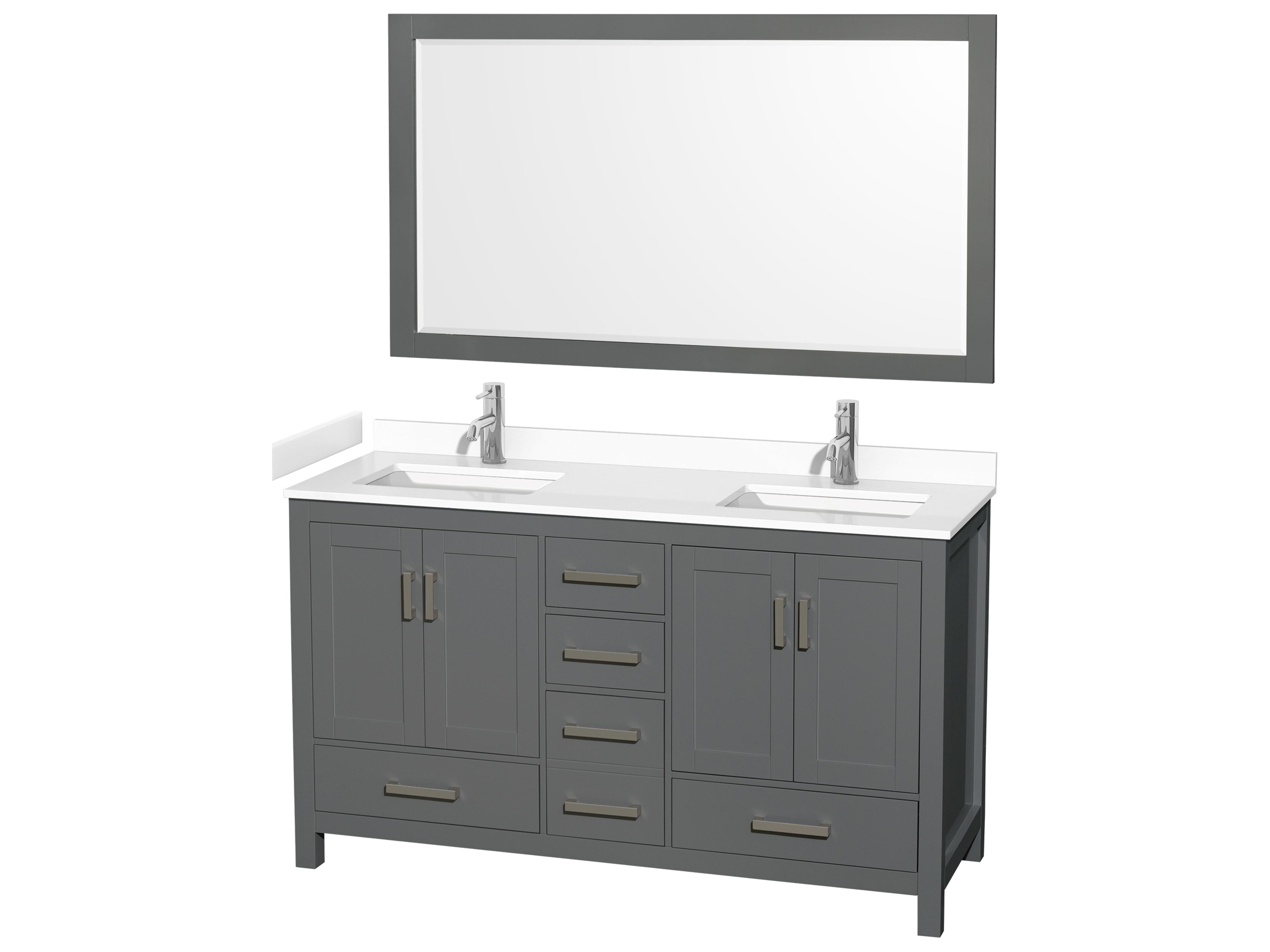 Wyndham Collection Sheffield 60" Dark Gray Vanity with 58" Mirror