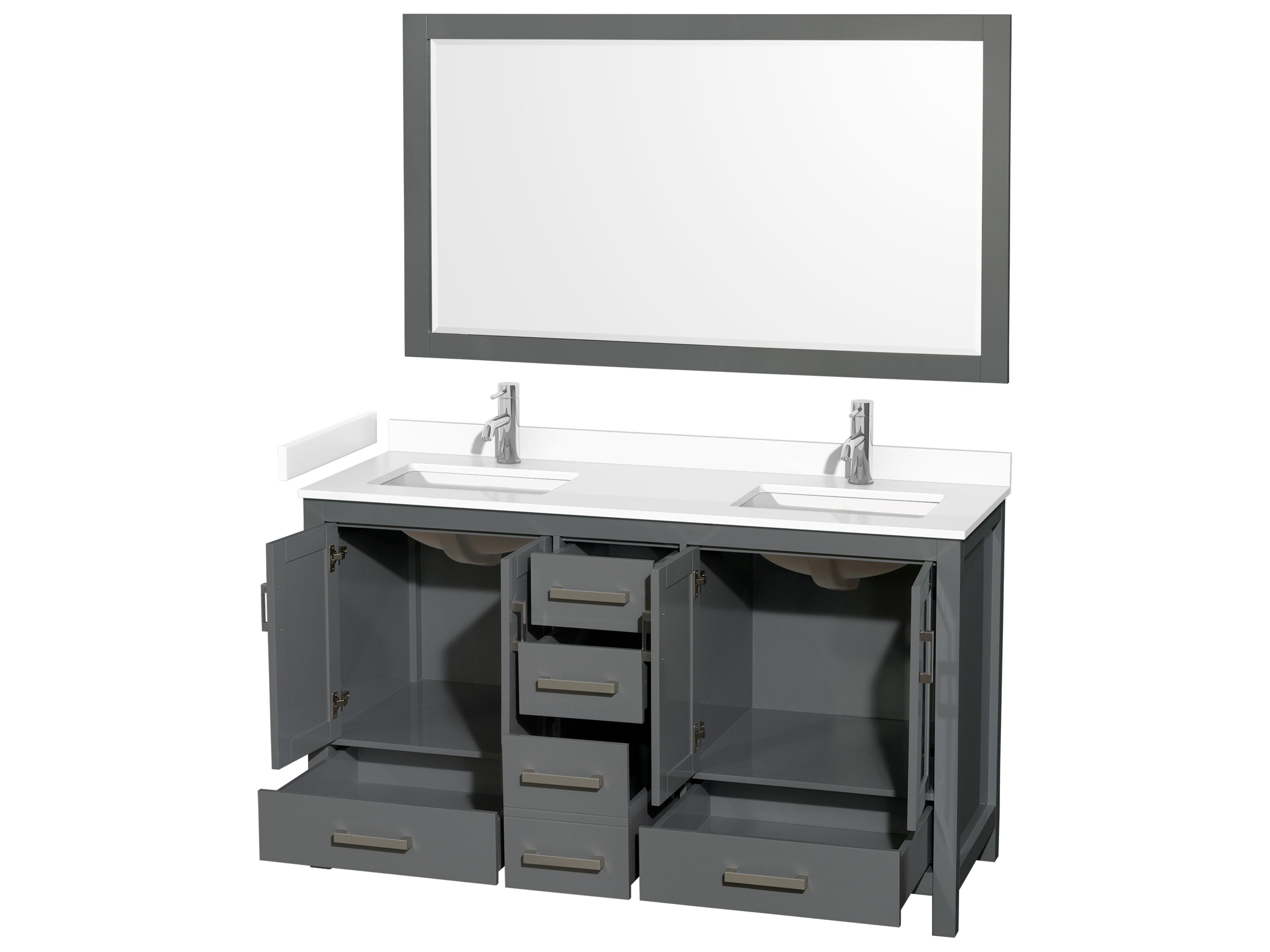Wyndham Collection Sheffield 60" Dark Gray Vanity with 58" Mirror
