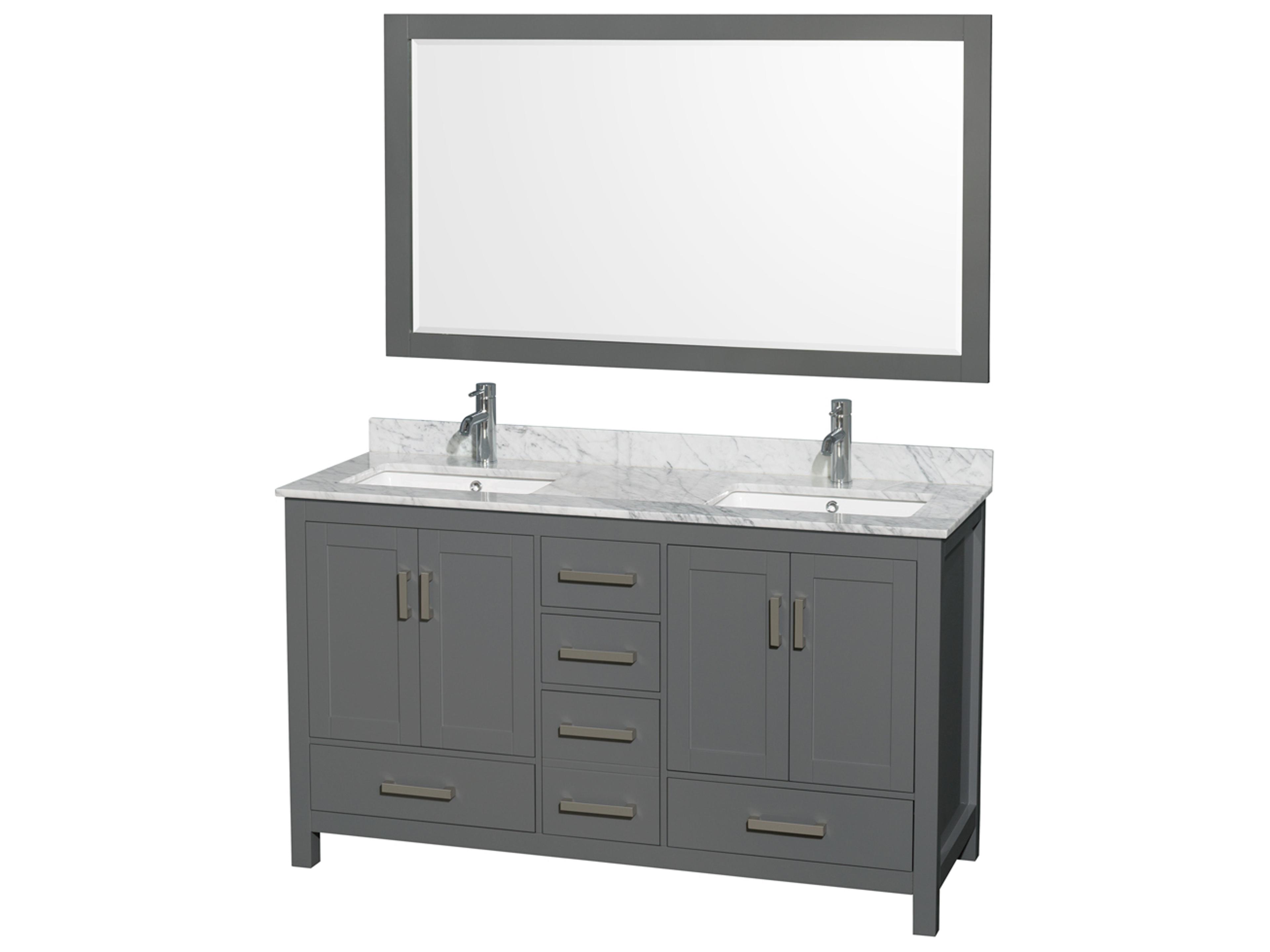Wyndham Collection Sheffield 60" Dark Gray Vanity with 58" Mirror