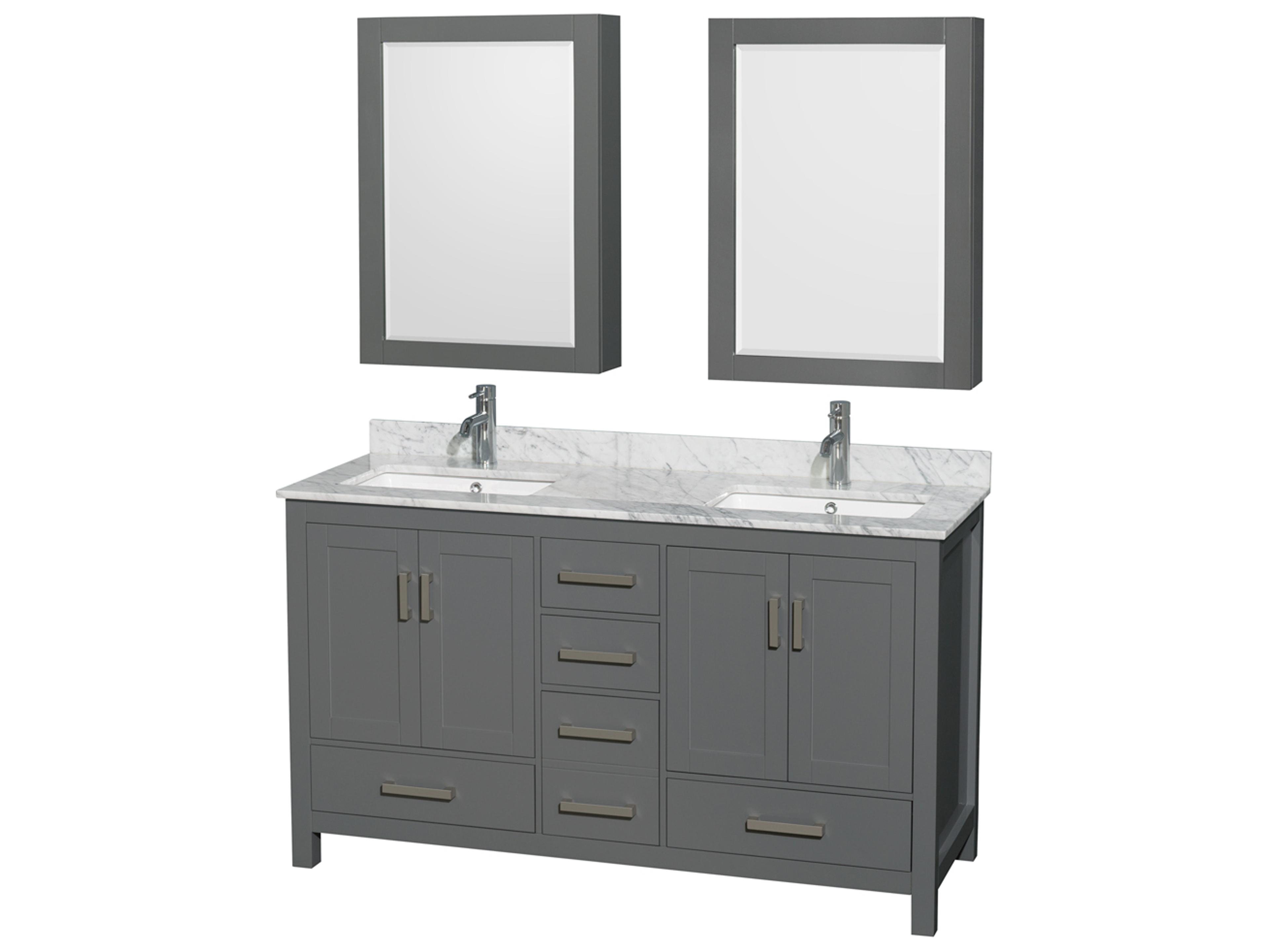 Wyndham Collection Sheffield 60" Dark Gray Vanity with Medicine Cabinet