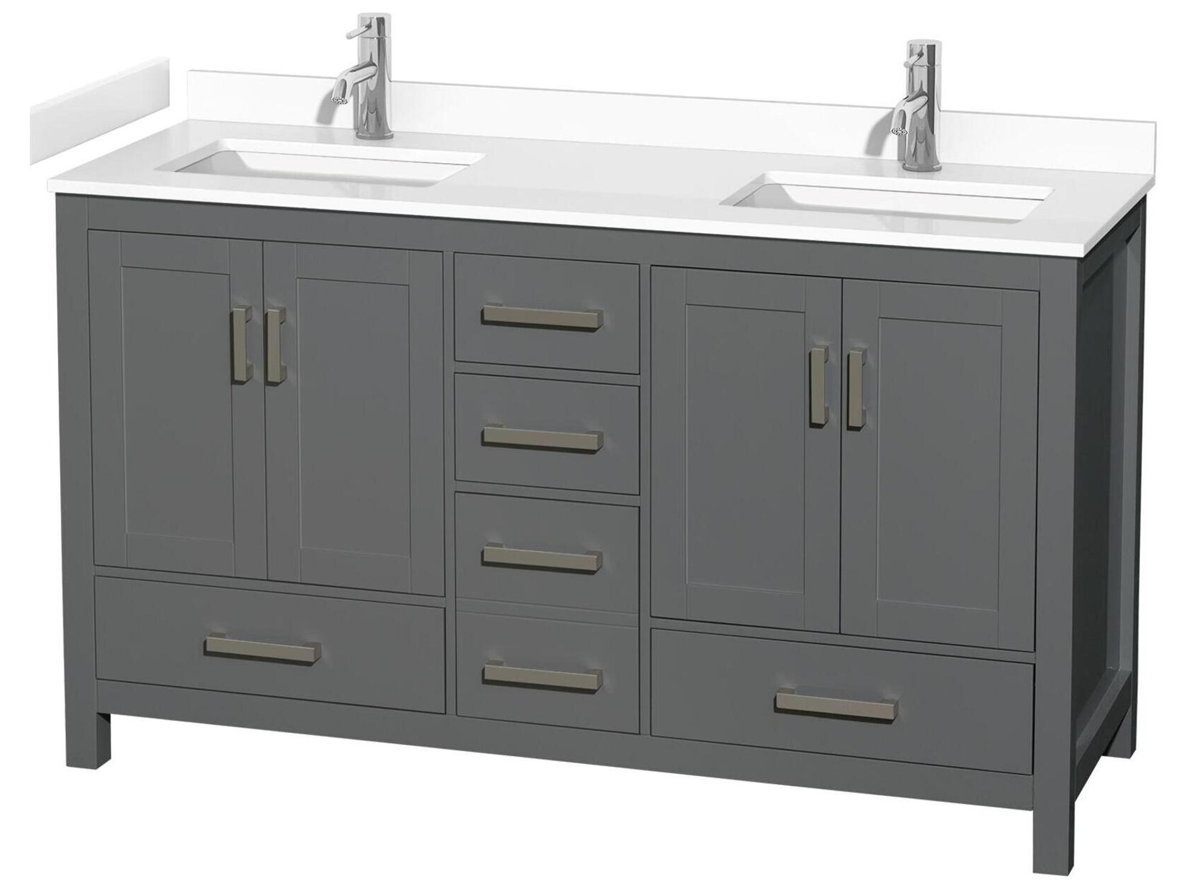 Wyndham Collection Sheffield 60" Dark Gray Vanity