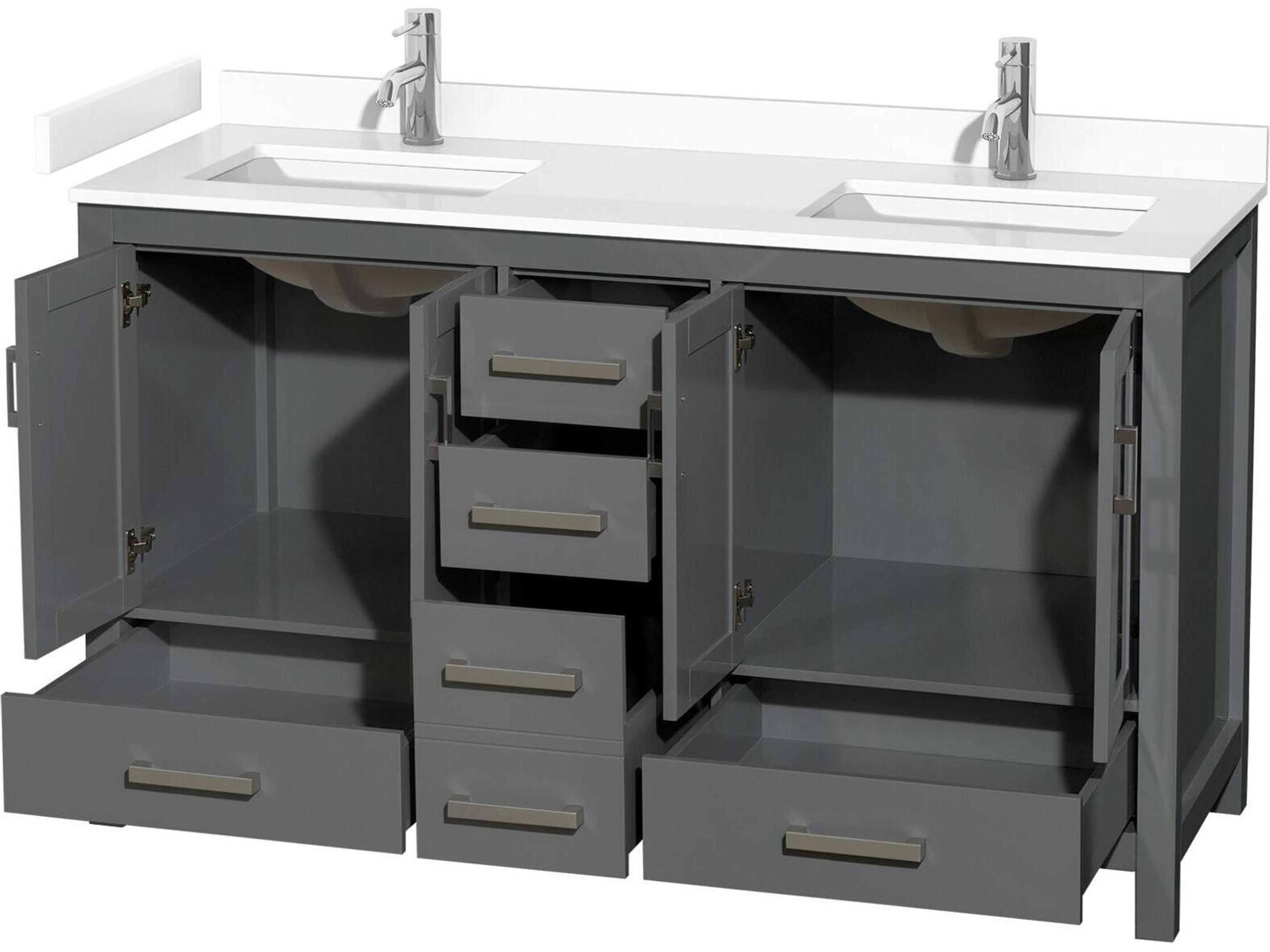 Wyndham Collection Sheffield 60" Dark Gray Vanity