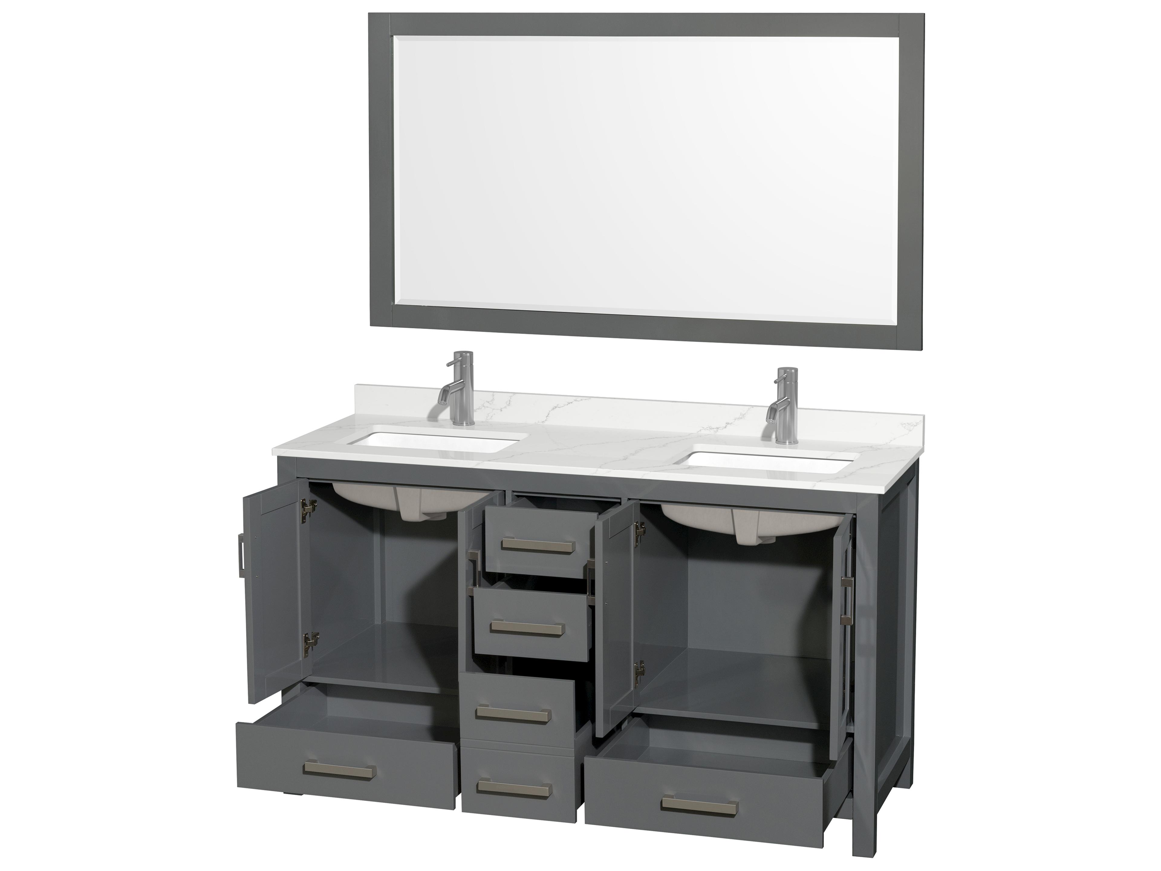 Wyndham Collection Sheffield 60" Dark Gray Vanity with 58" Mirror