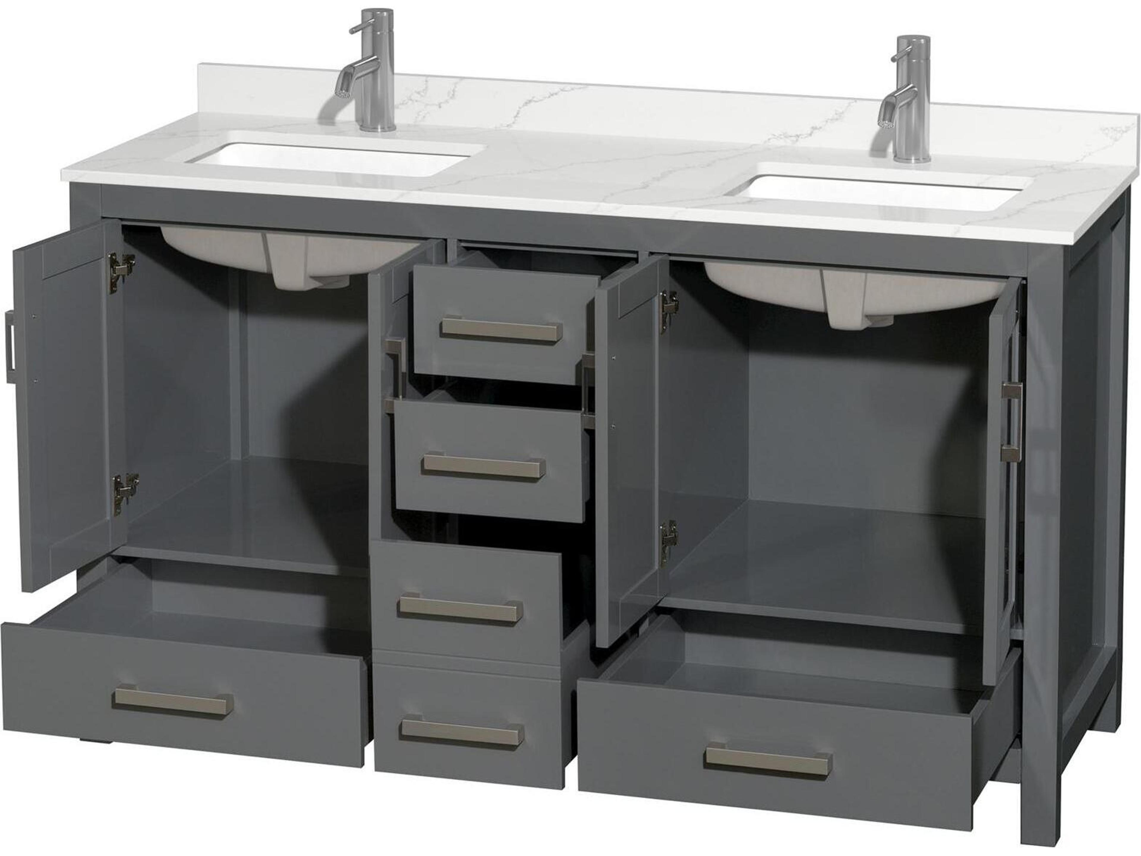 Wyndham Collection Sheffield 60" Dark Gray Vanity