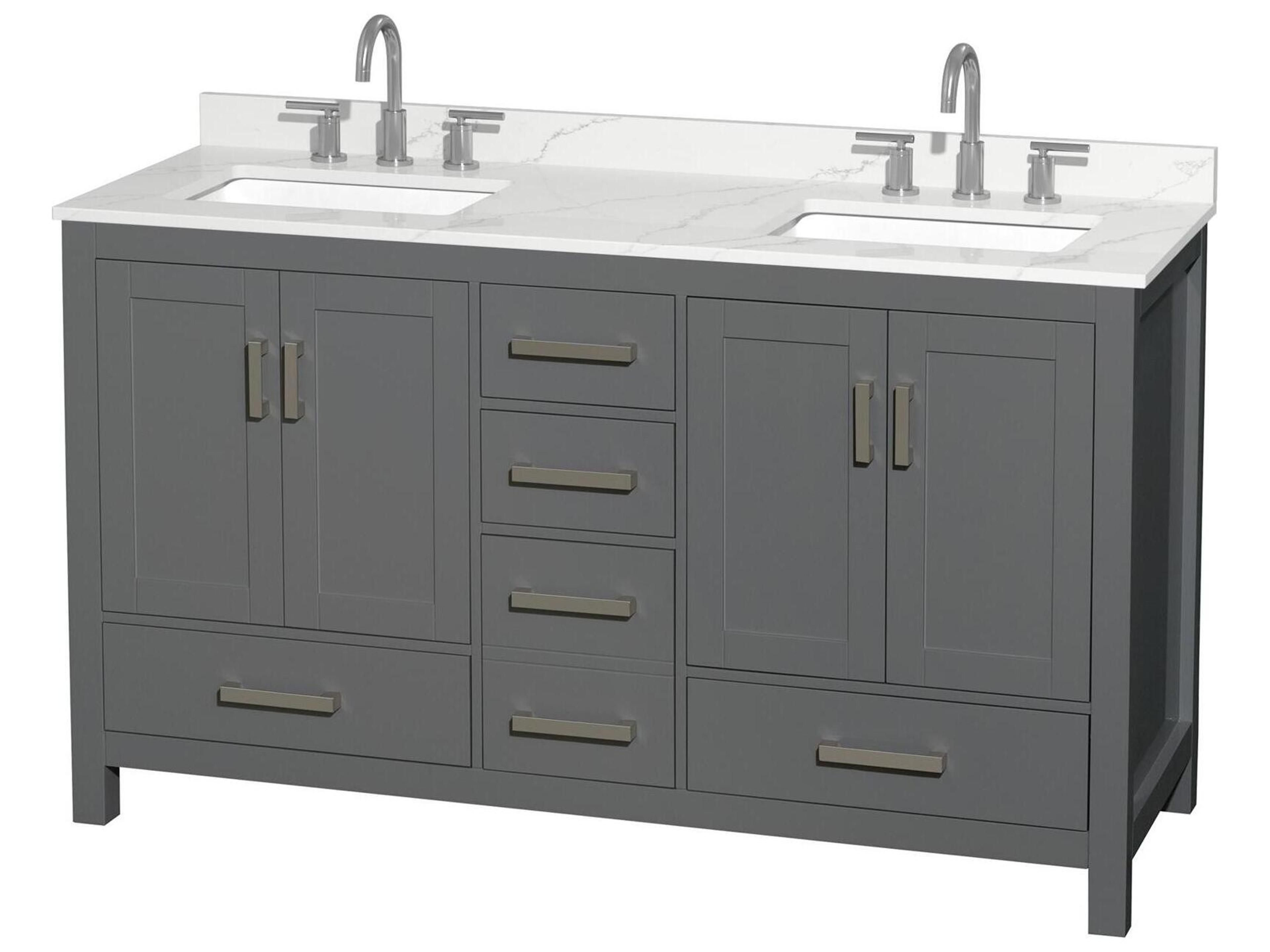 Wyndham Collection Sheffield 60" Dark Gray Vanity