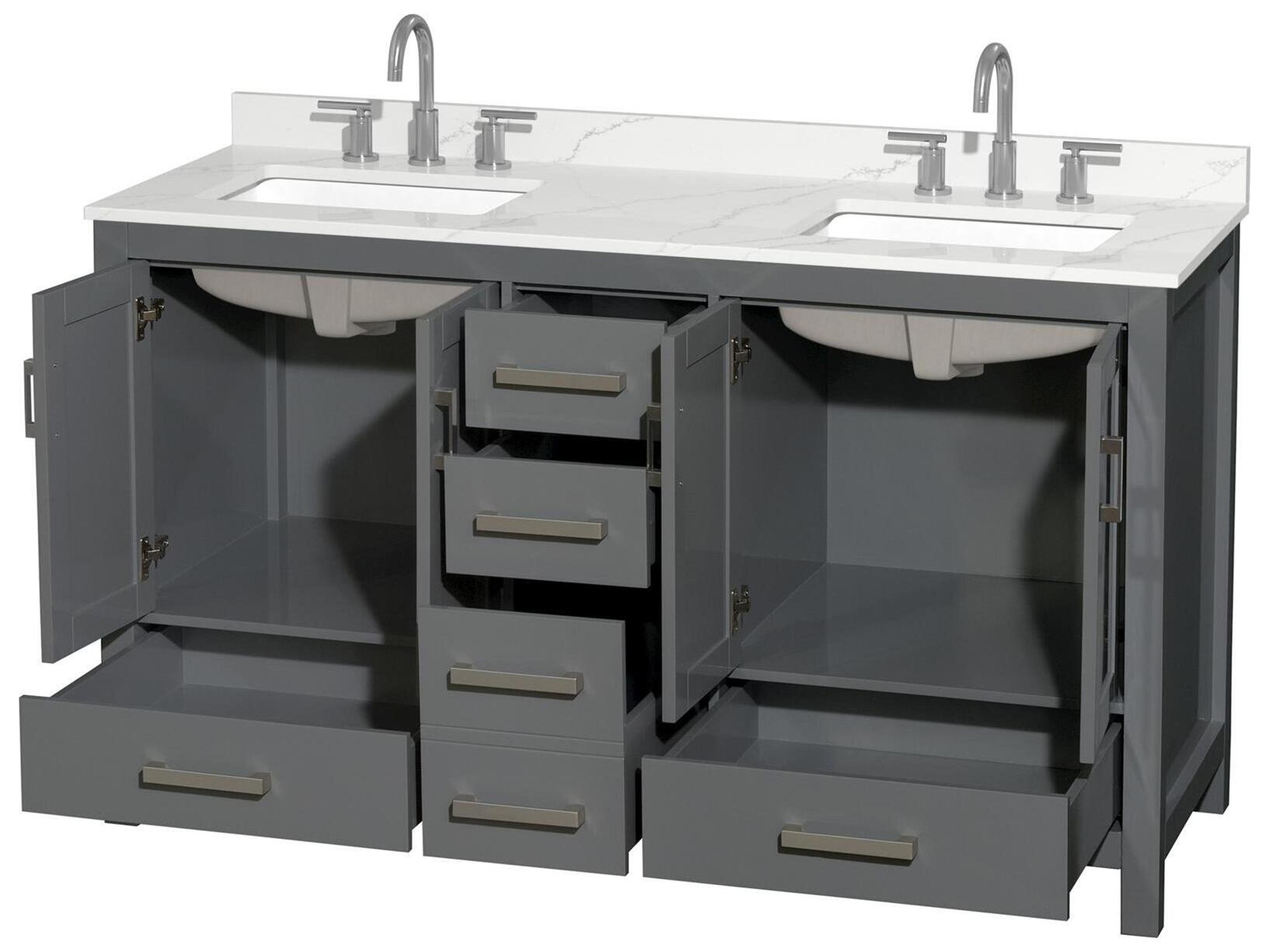 Wyndham Collection Sheffield 60" Dark Gray Vanity