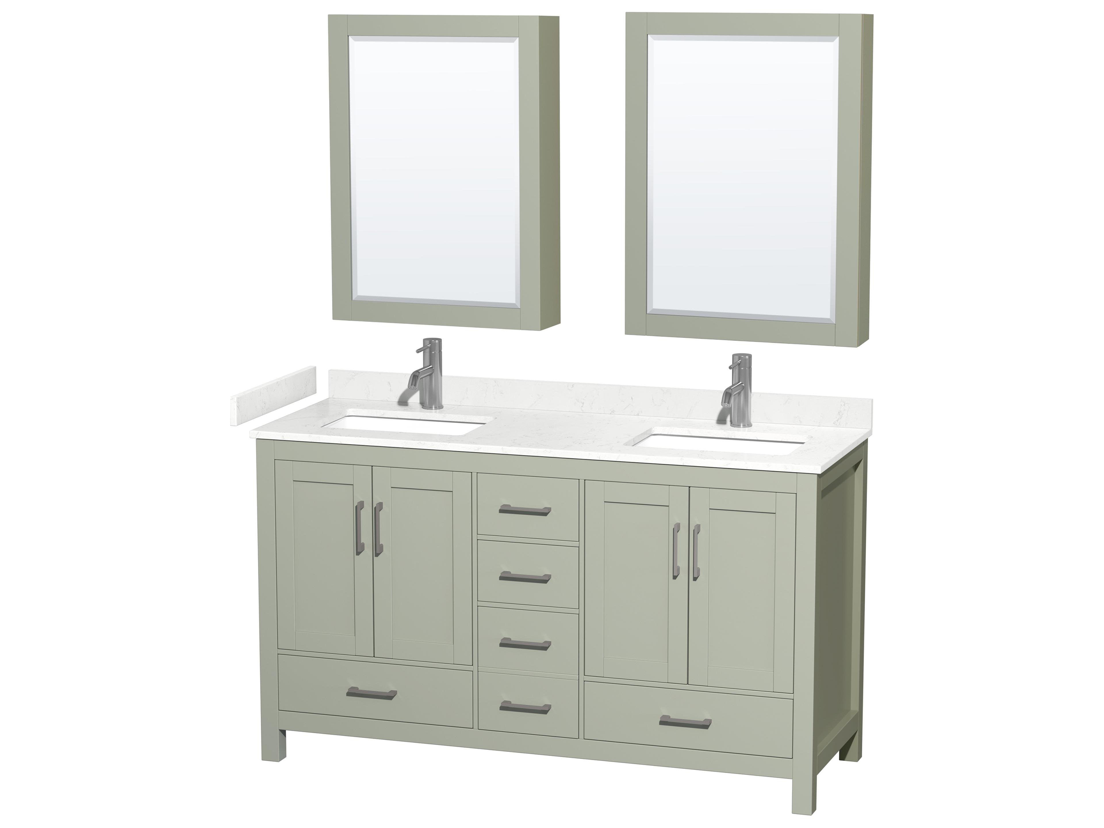 Sheffield 60" Light Green Vanity with Medicine Cabinet