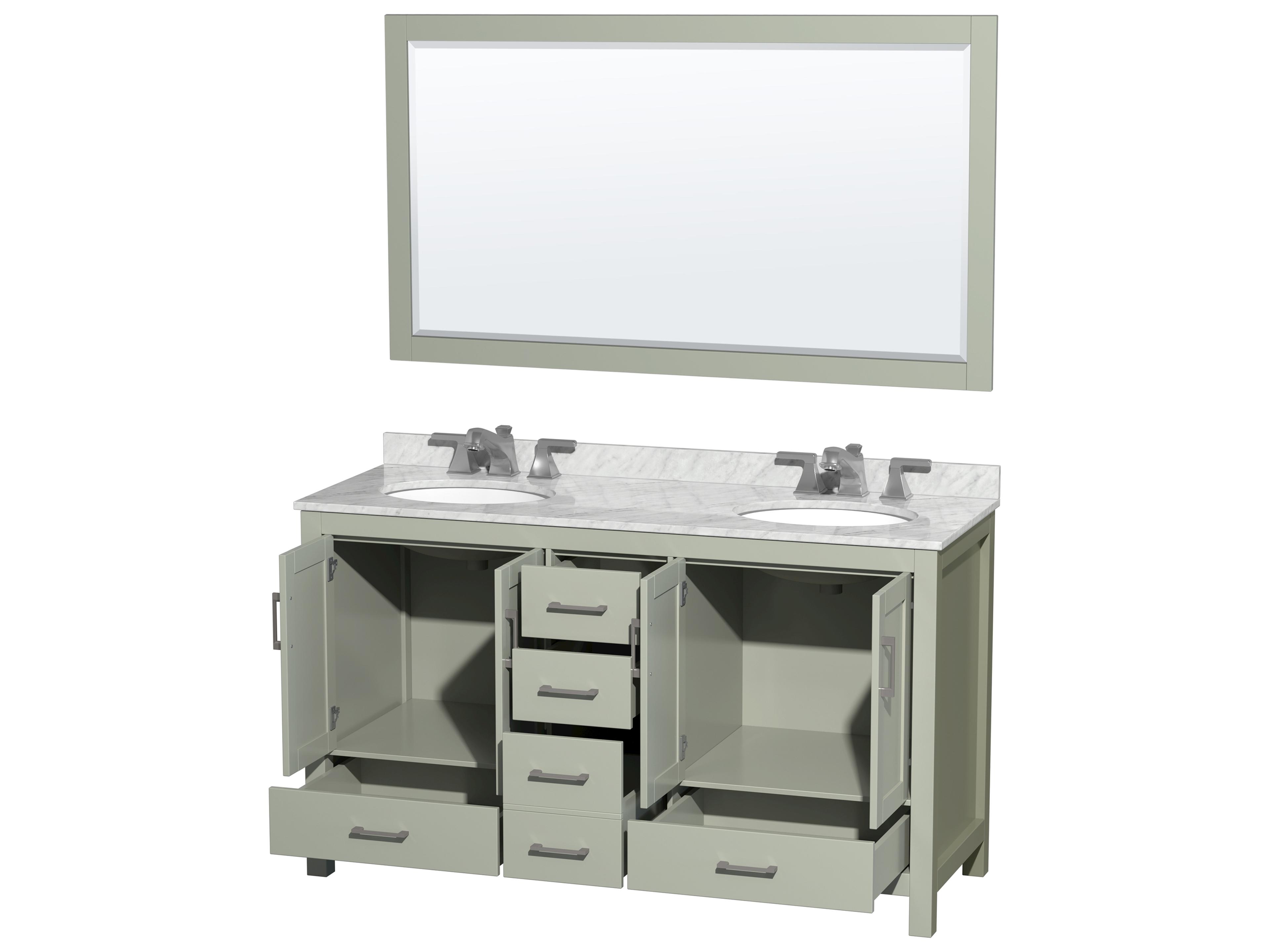 Wyndham Collection Sheffield 60" Light Green Vanity