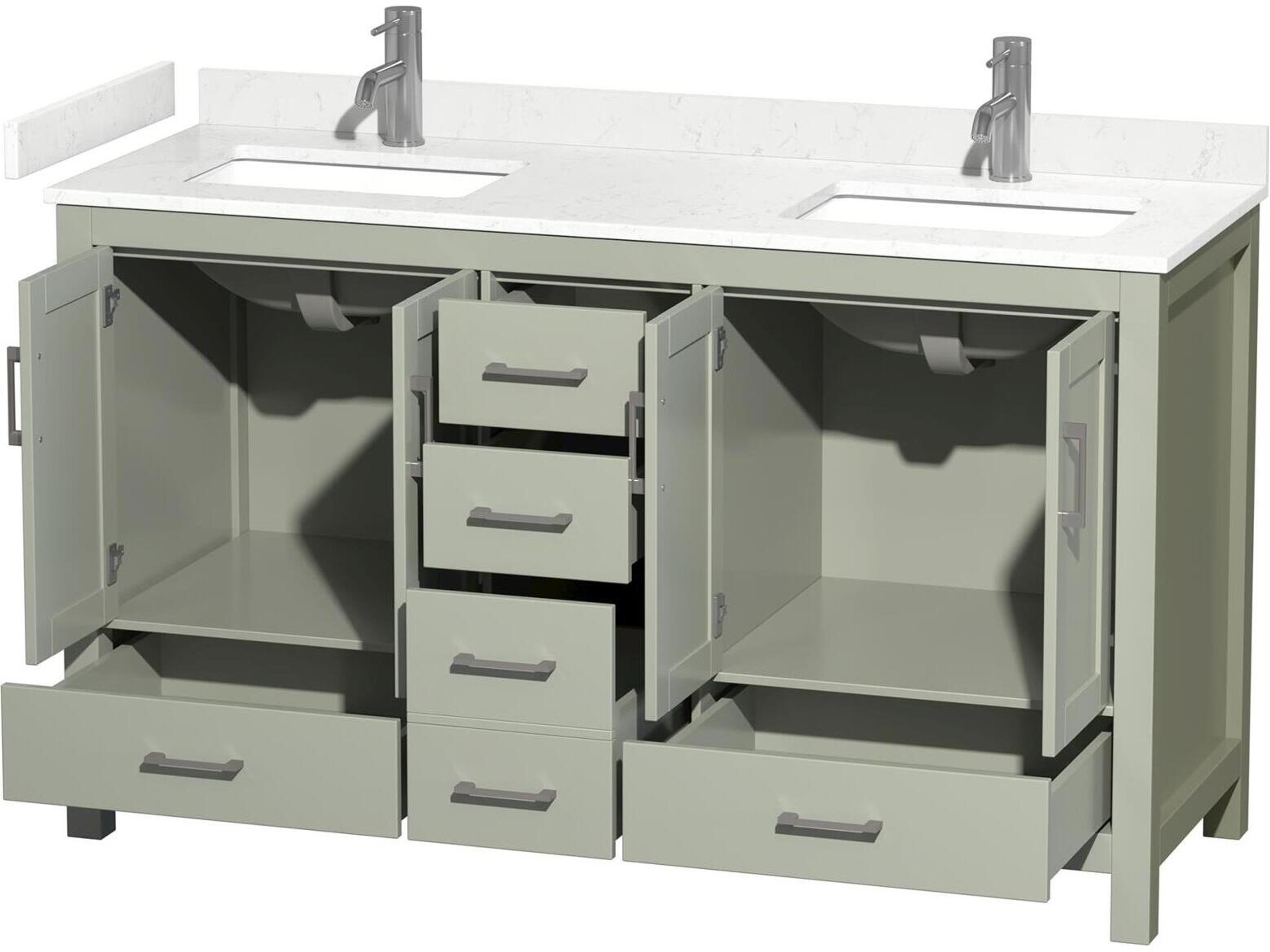 Wyndham Collection Sheffield 60" Light Green Vanity