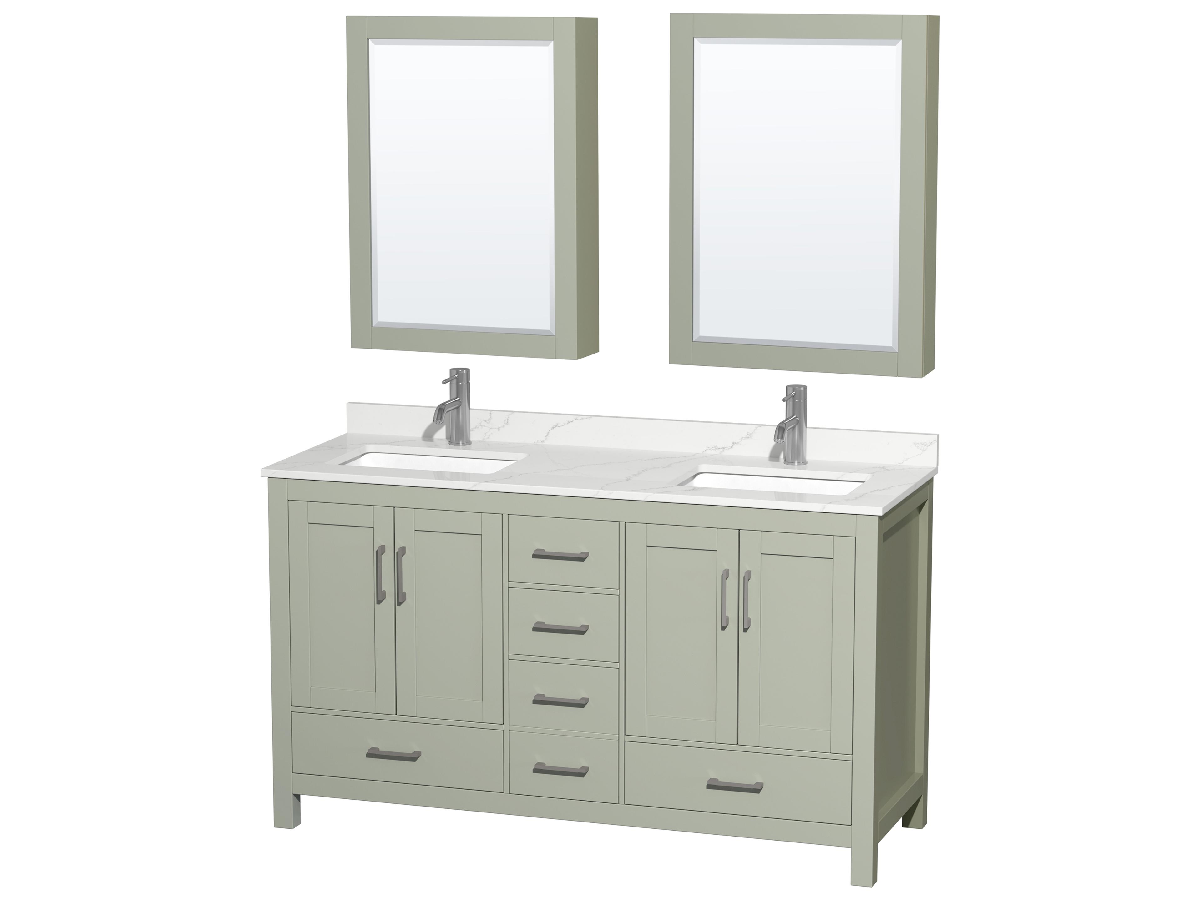 Sheffield 60" Light Green Vanity with Medicine Cabinet