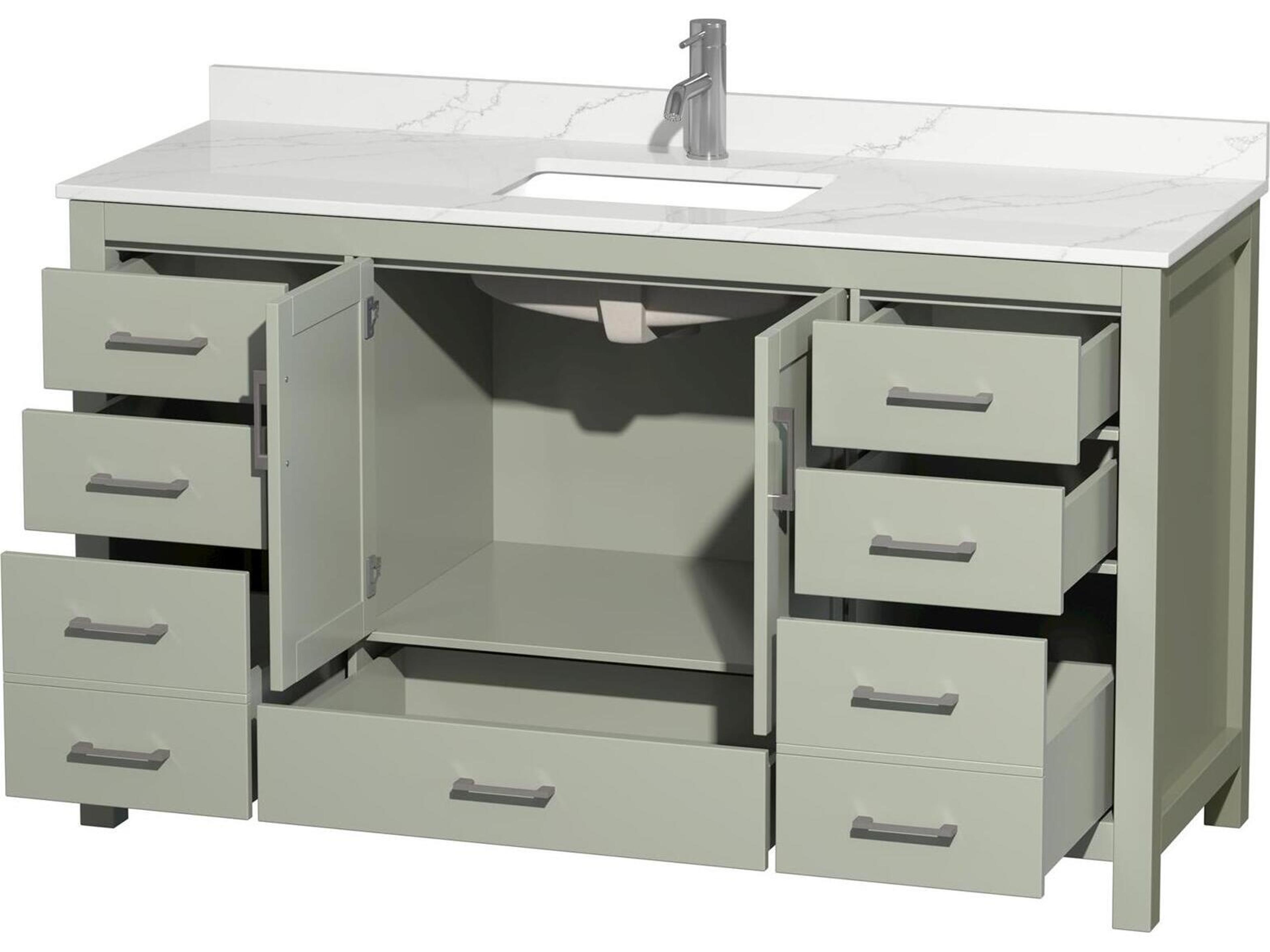 Wyndham Collection Sheffield 60" Light Green Vanity