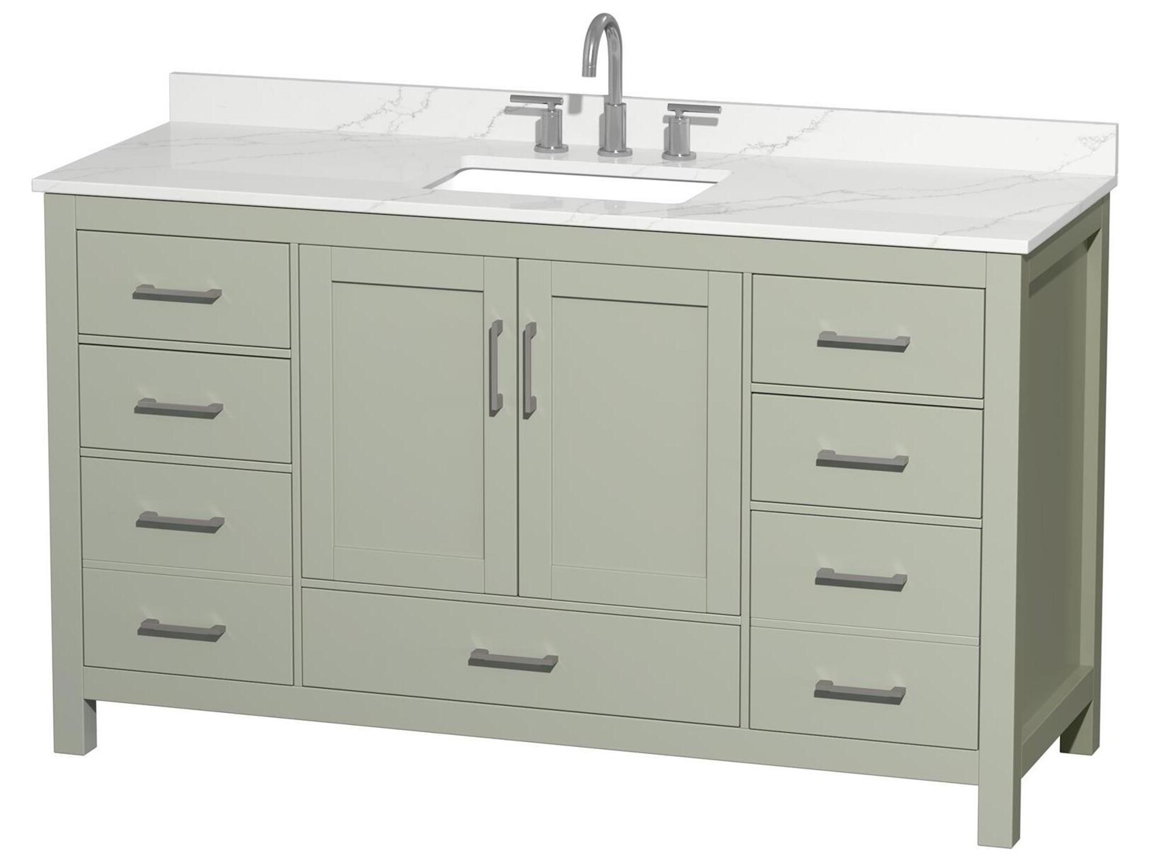 Wyndham Collection Sheffield 60" Light Green Vanity