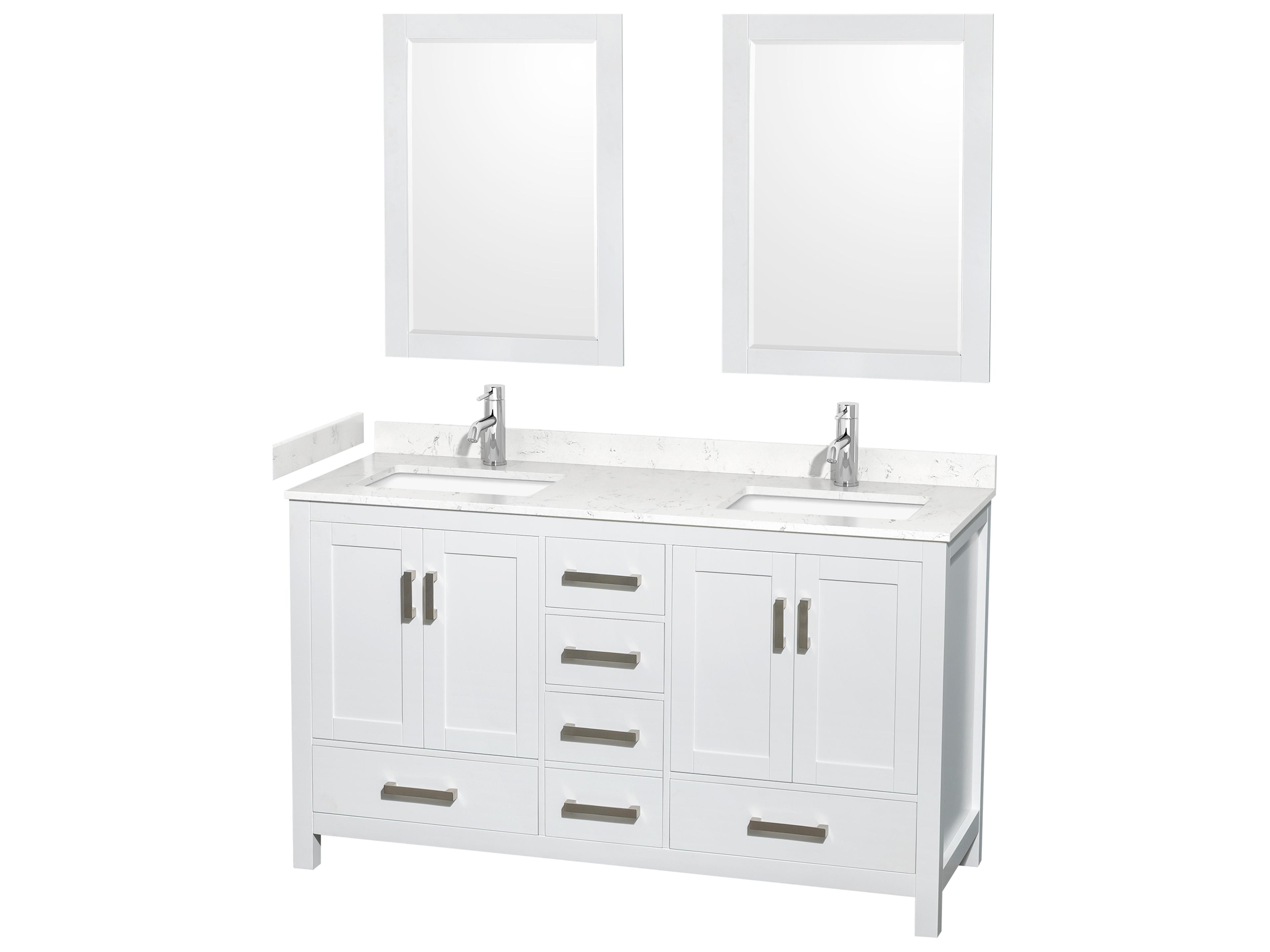 Sheffield 60" White Vanity with 24" Mirror